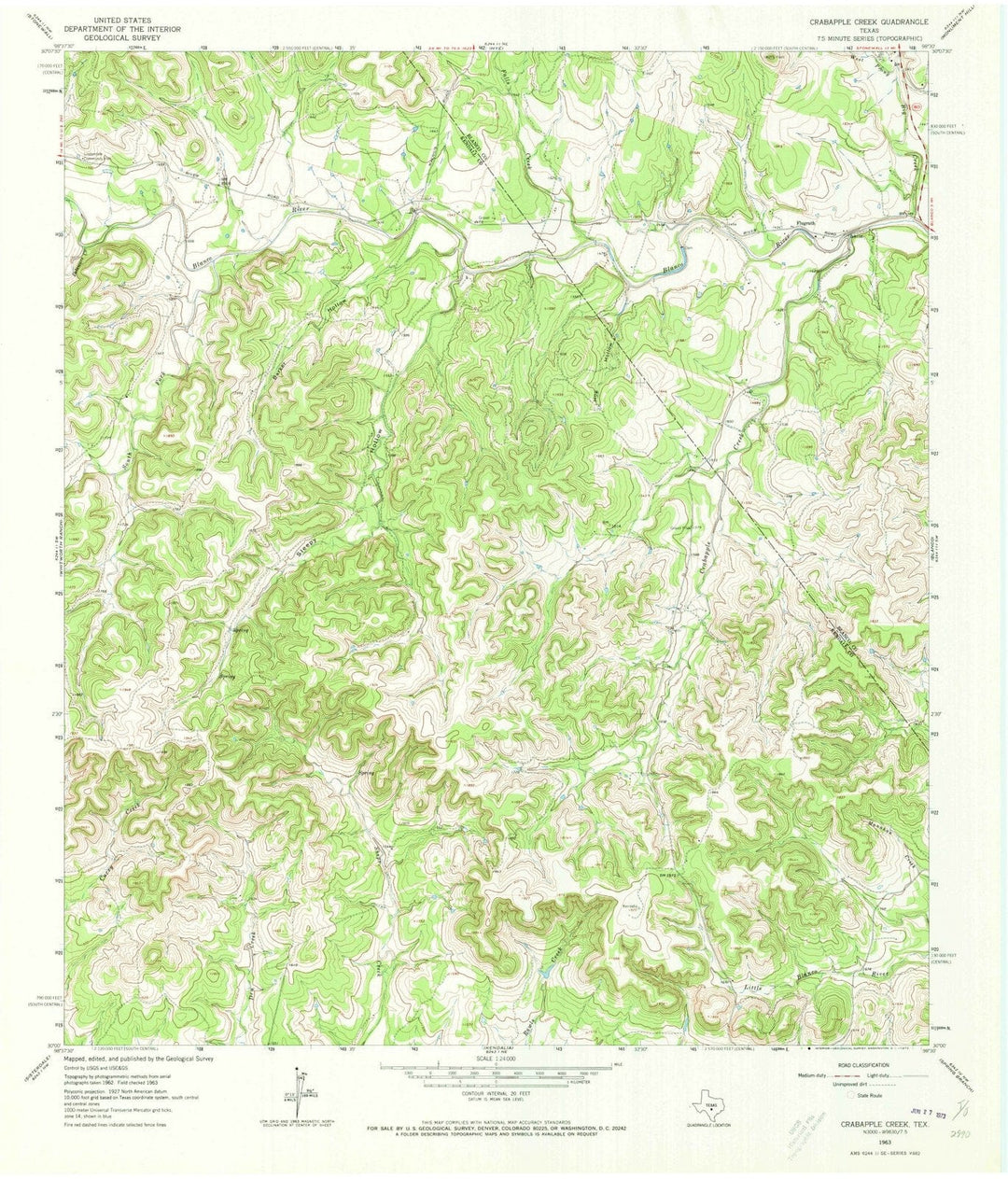 1963 Crabapple Creek, TX - Texas - USGS Topographic Map
