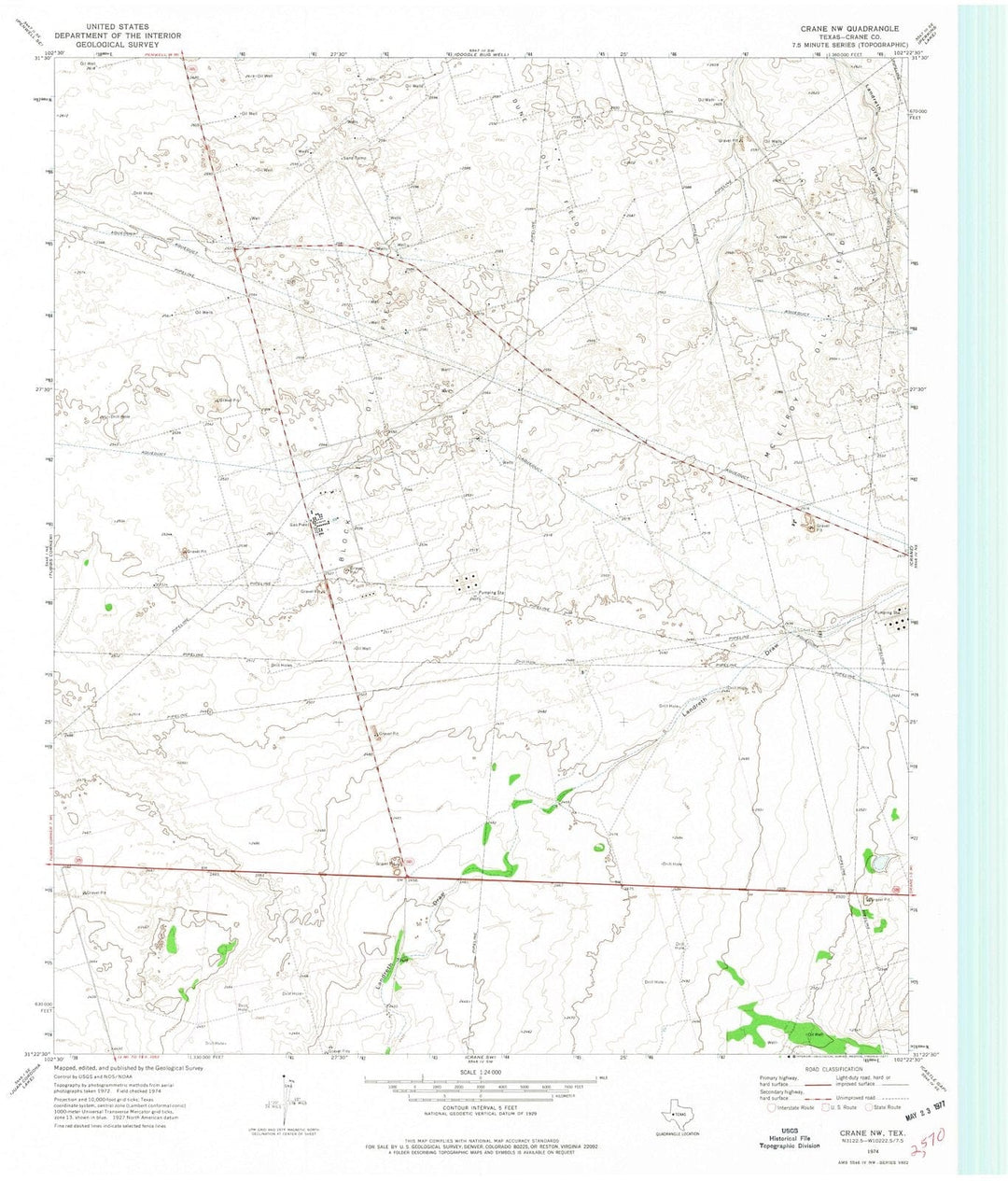 1974 Crane, TX - Texas - USGS Topographic Map