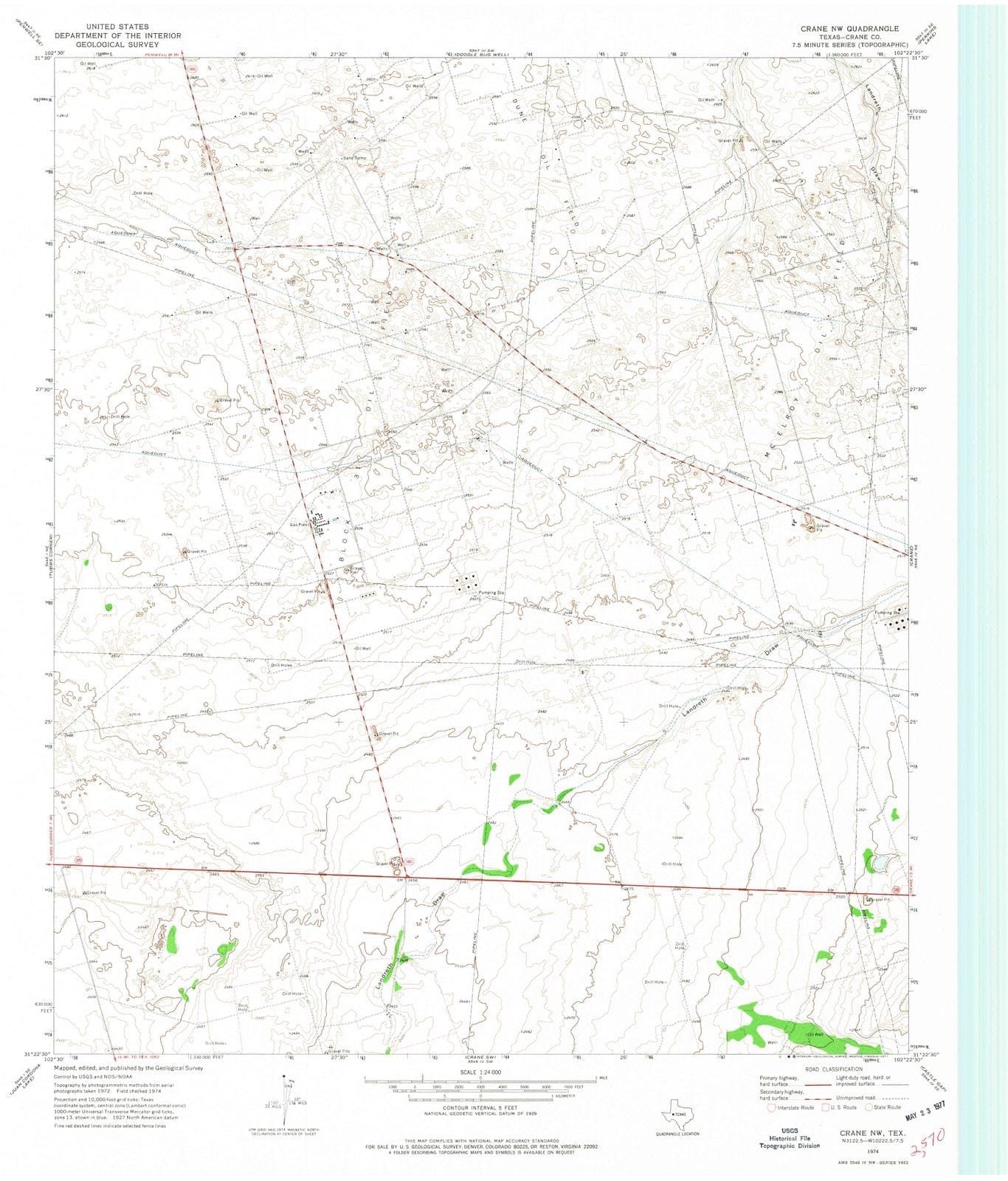 1974 Crane, TX - Texas - USGS Topographic Map