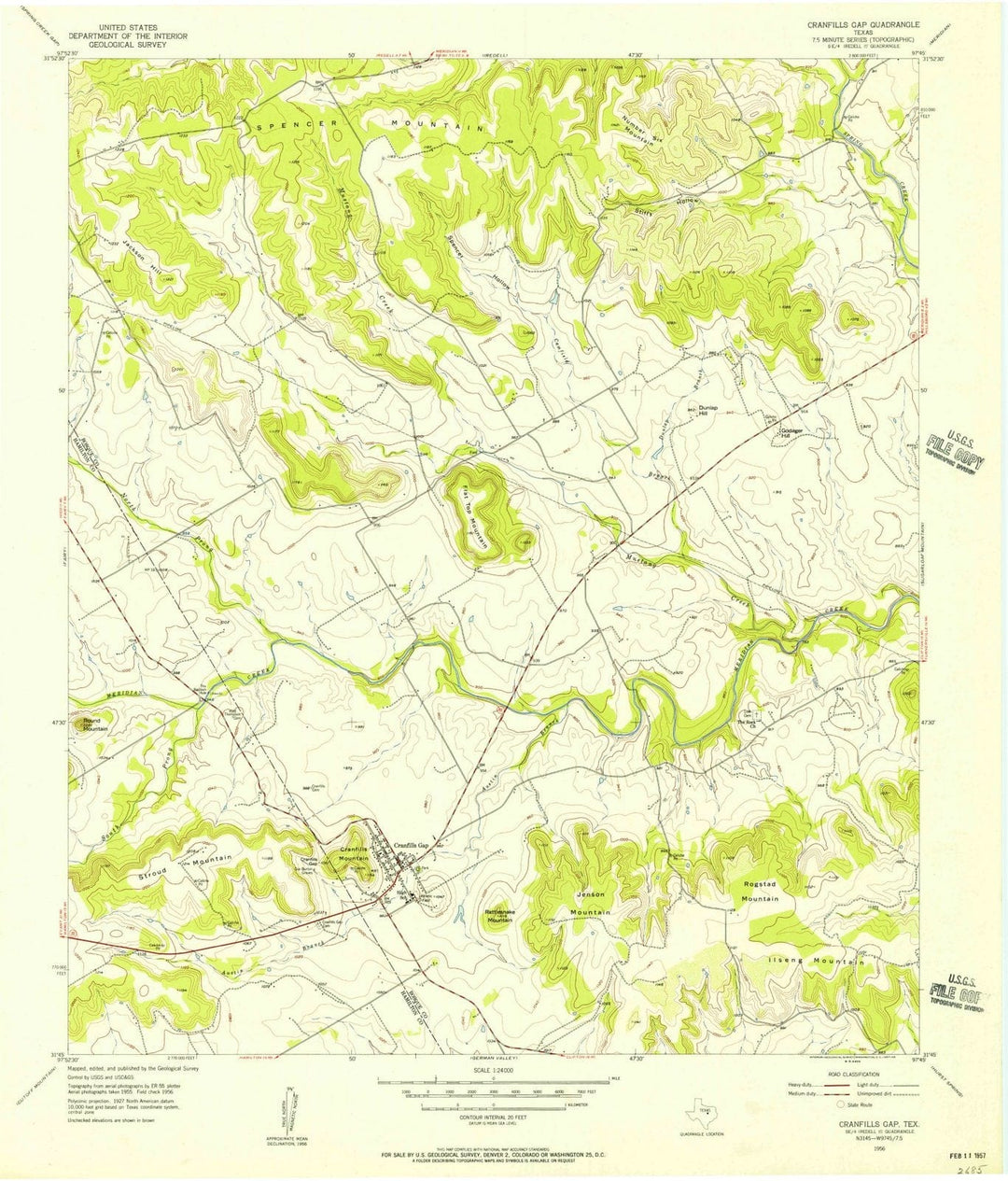 1956 Cranfills Gap, TX - Texas - USGS Topographic Map