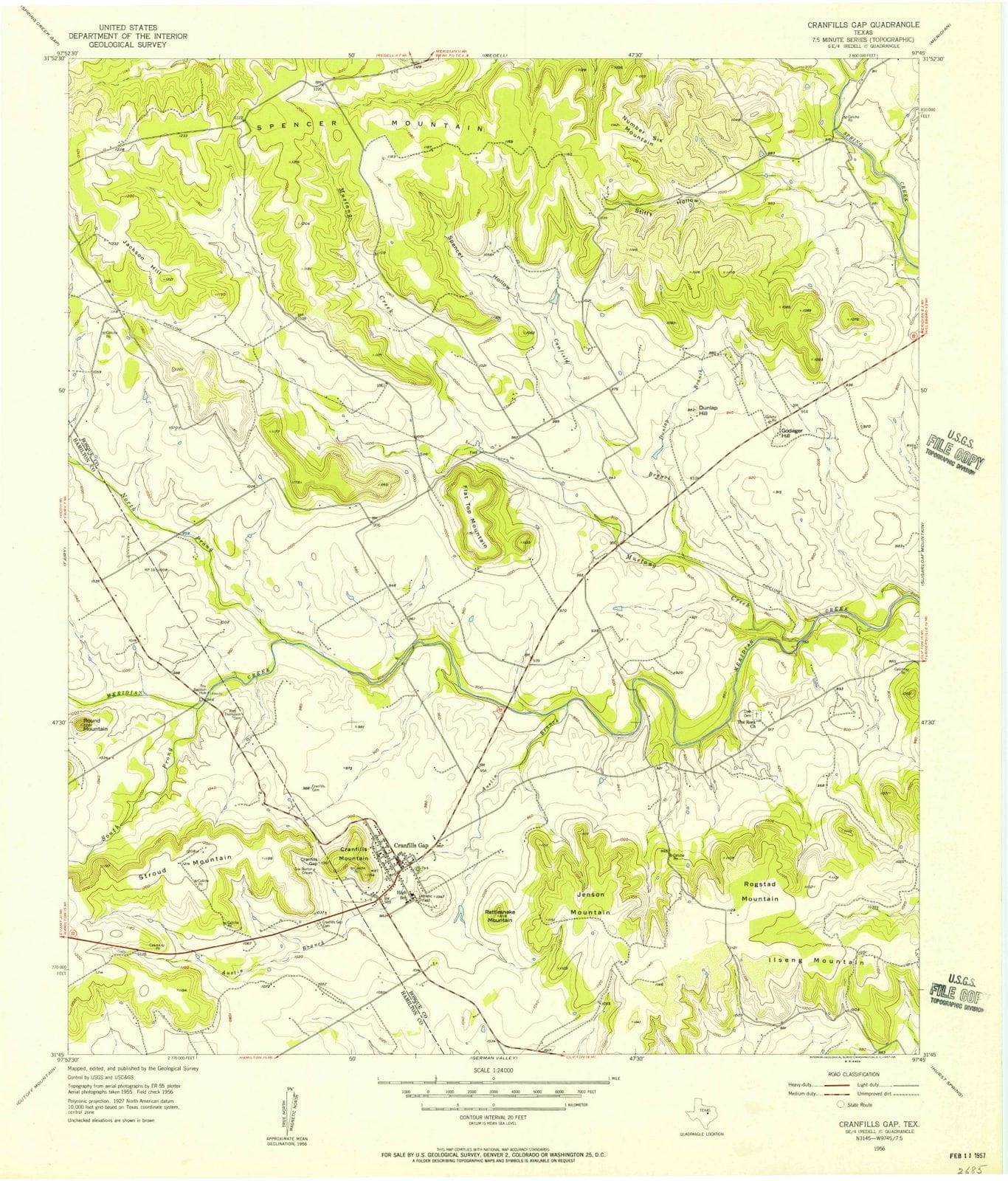 1956 Cranfills Gap, TX - Texas - USGS Topographic Map