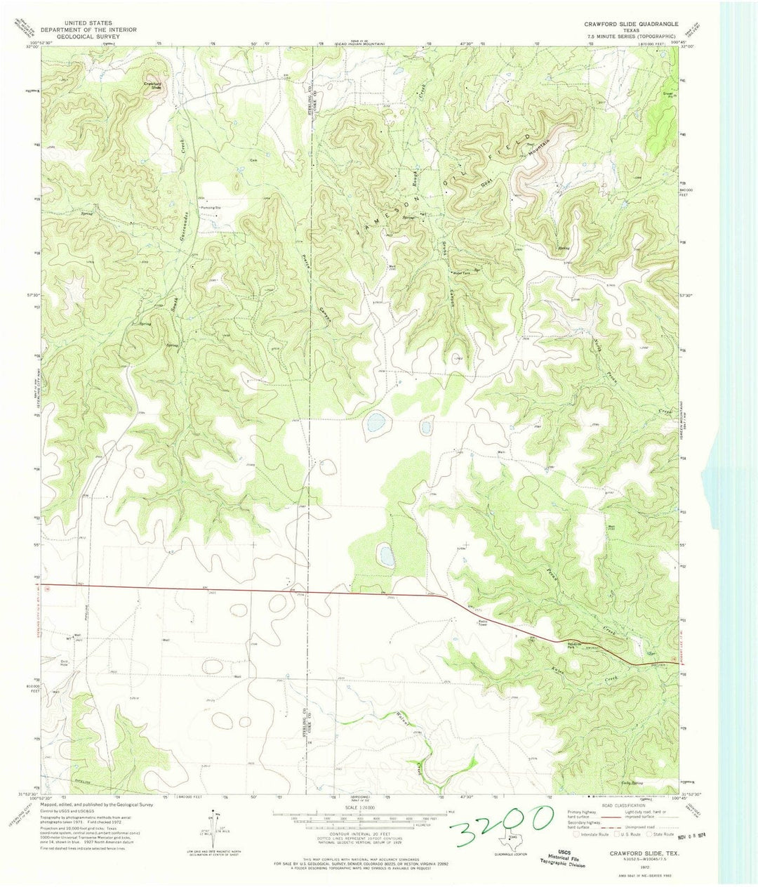 1972 Crawford Slide, TX - Texas - USGS Topographic Map