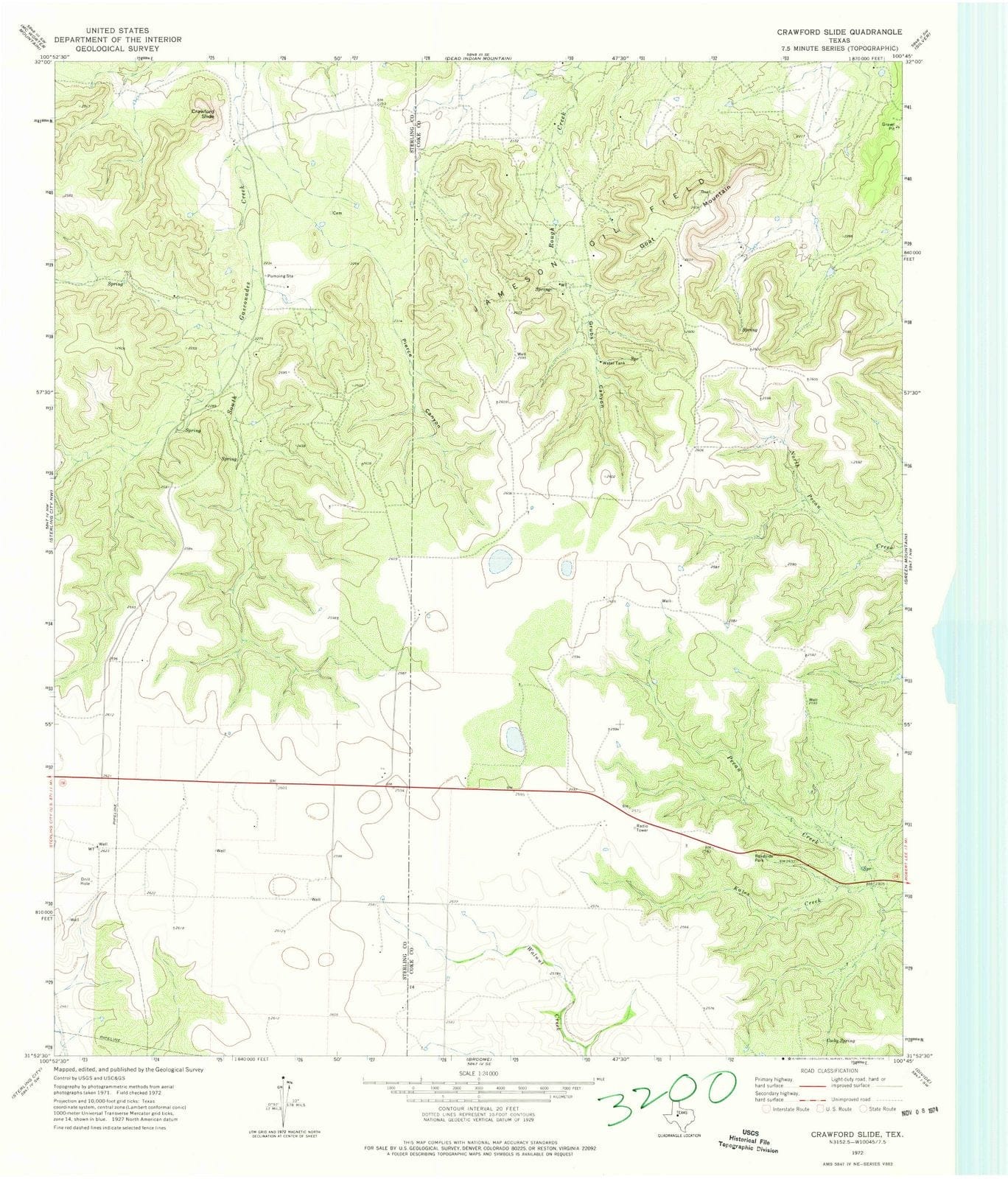 1972 Crawford Slide, TX - Texas - USGS Topographic Map