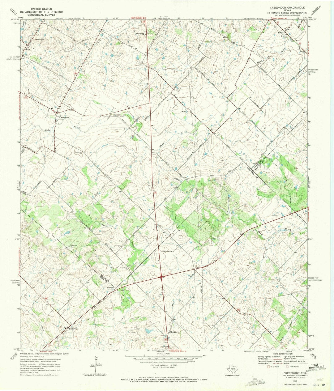 1968 Creedmoor, TX - Texas - USGS Topographic Map