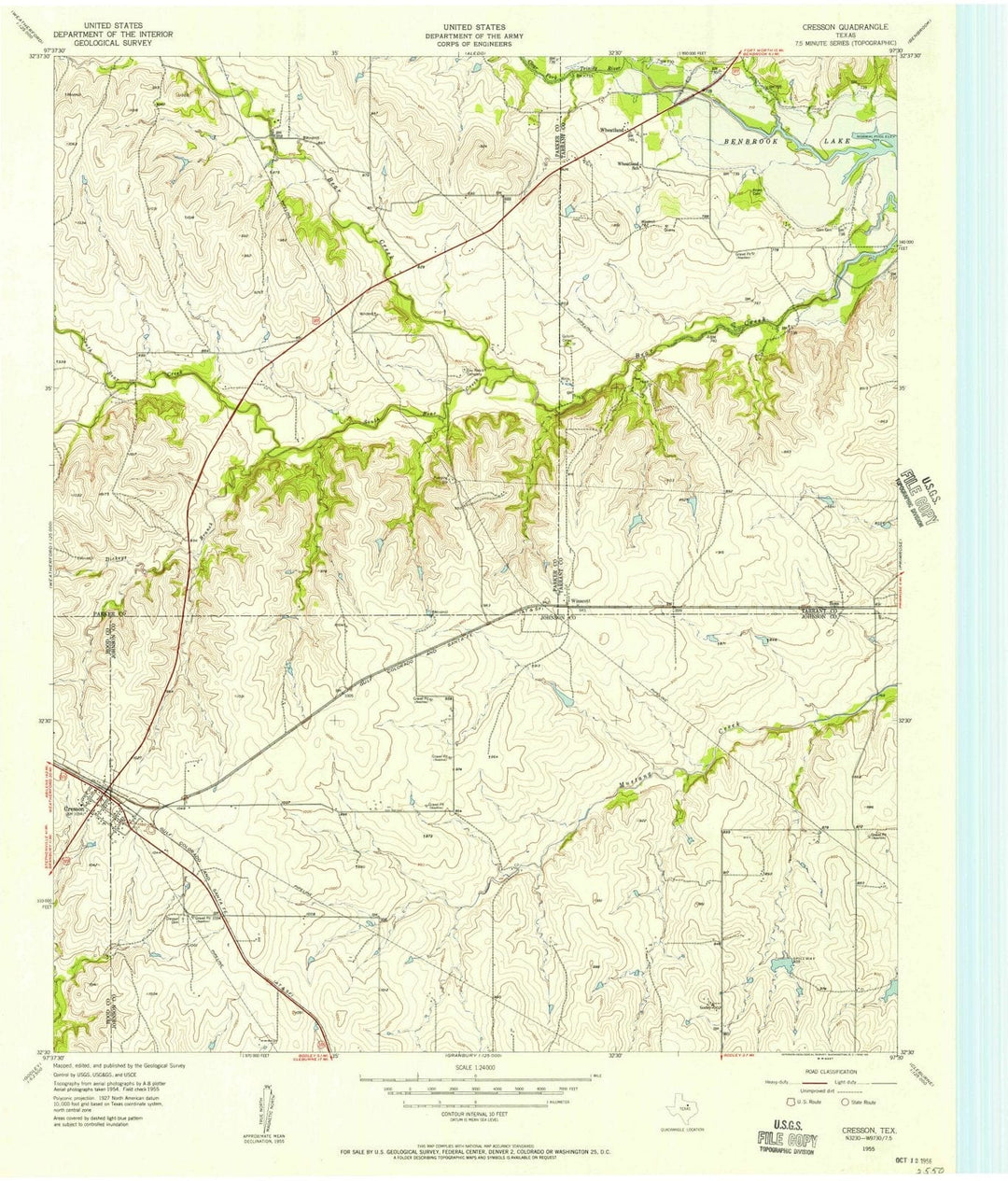 1955 Cresson, TX - Texas - USGS Topographic Map