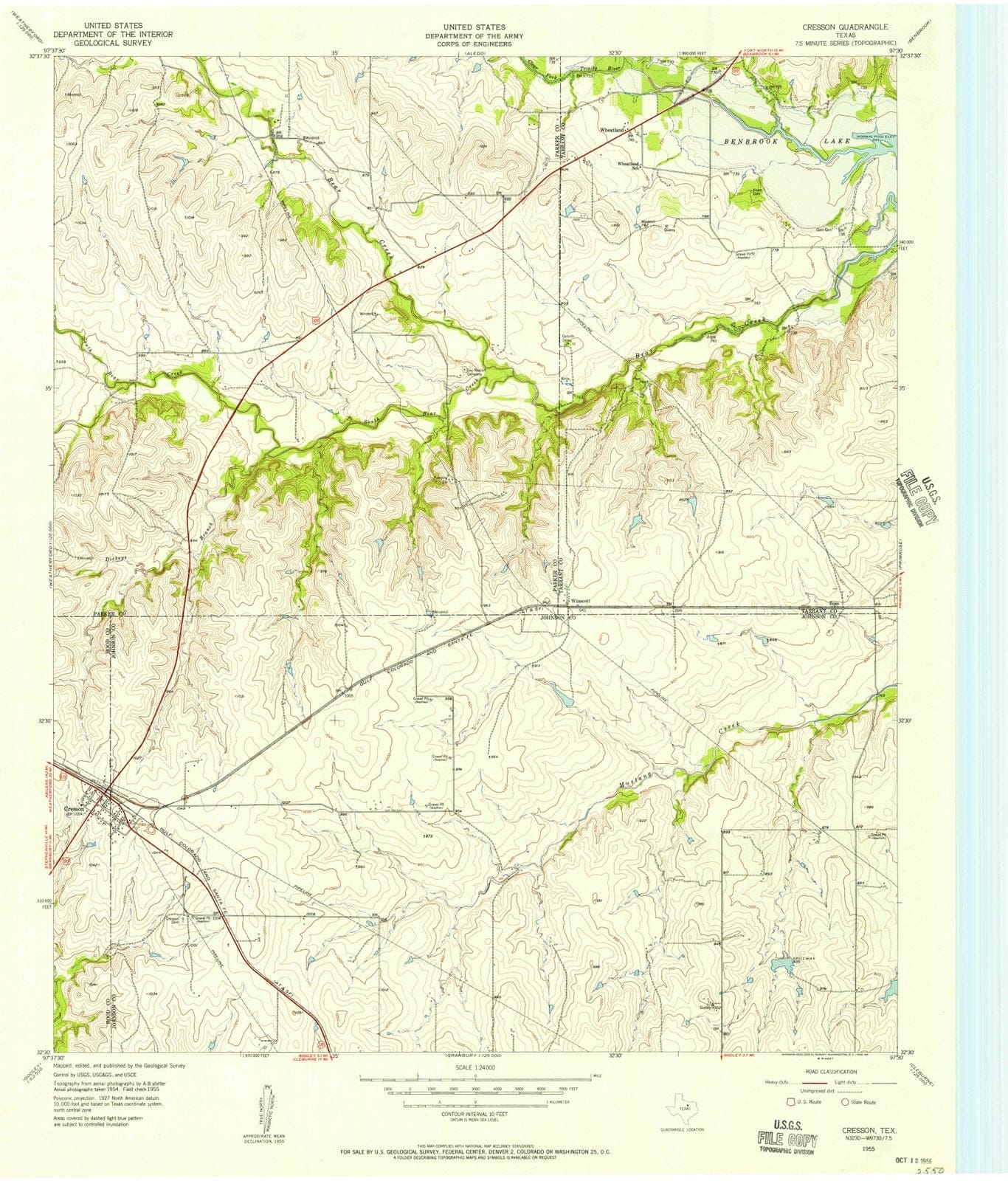1955 Cresson, TX - Texas - USGS Topographic Map