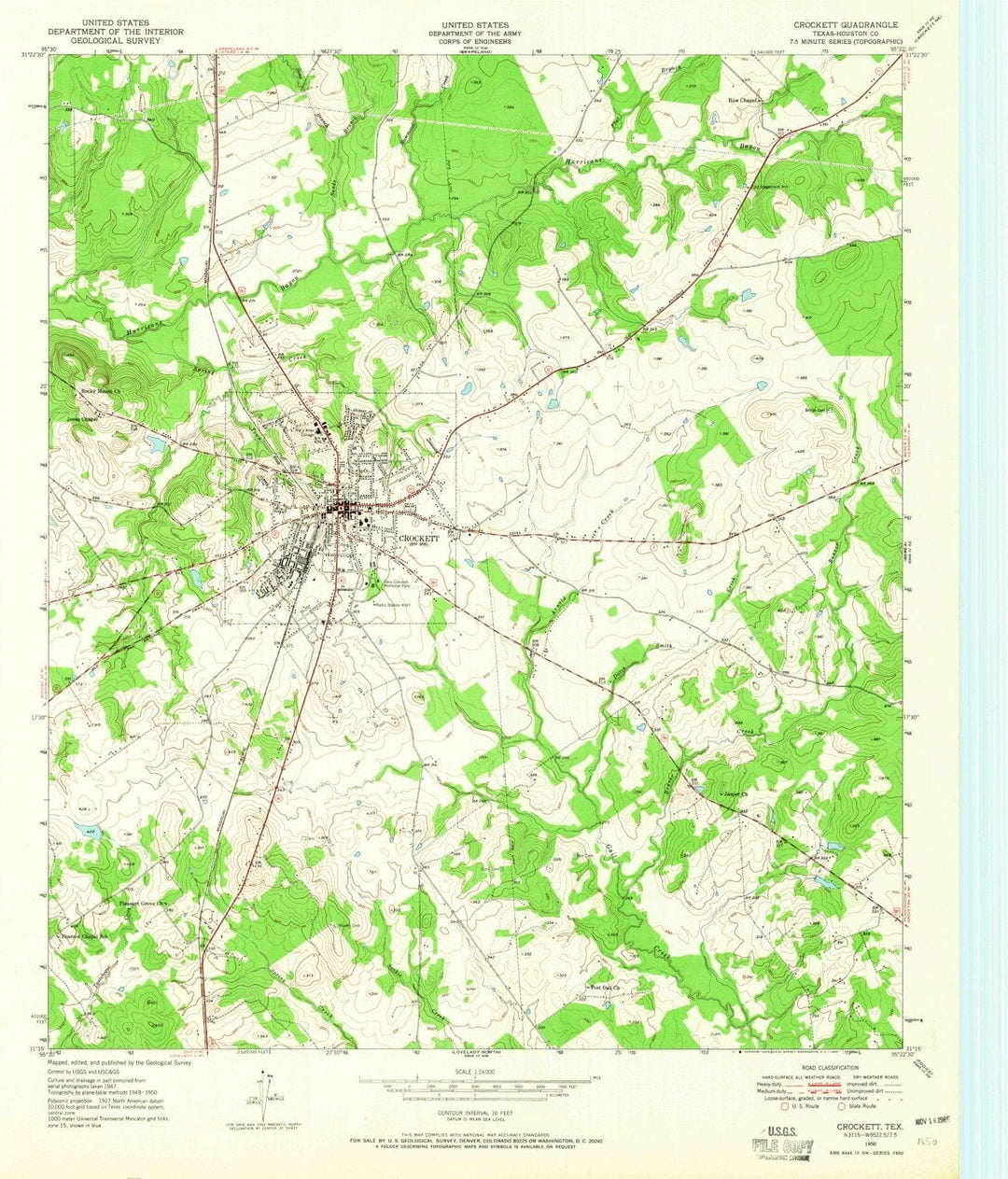 1950 Crockett, TX - Texas - USGS Topographic Map v2