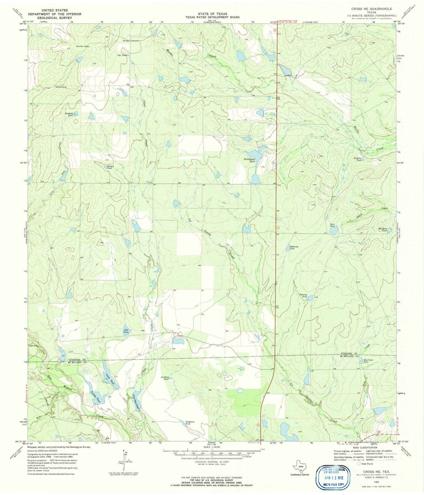 1969 Cross, TX - Texas - USGS Topographic Map
