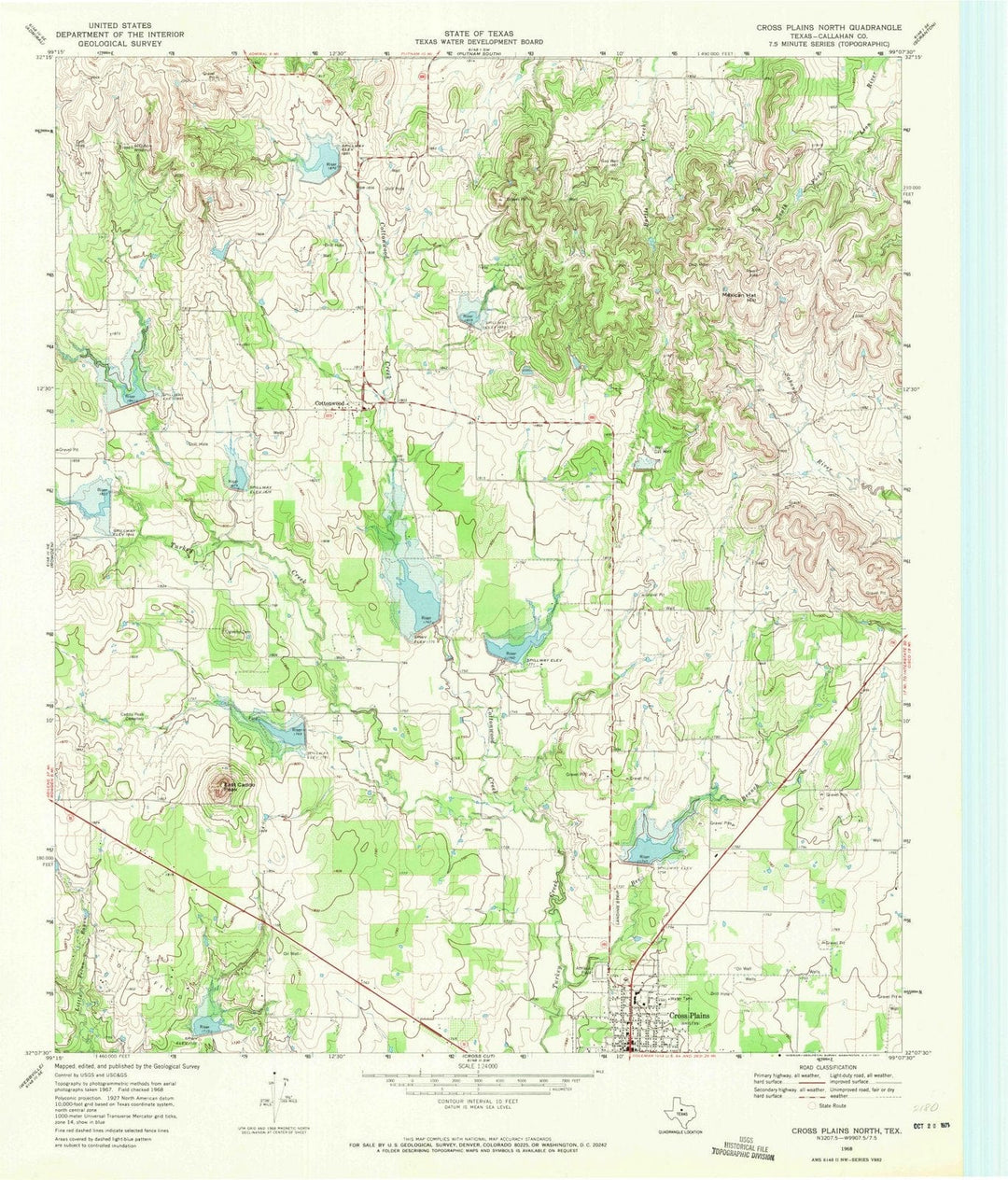 1968 Cross Plains North, TX - Texas - USGS Topographic Map