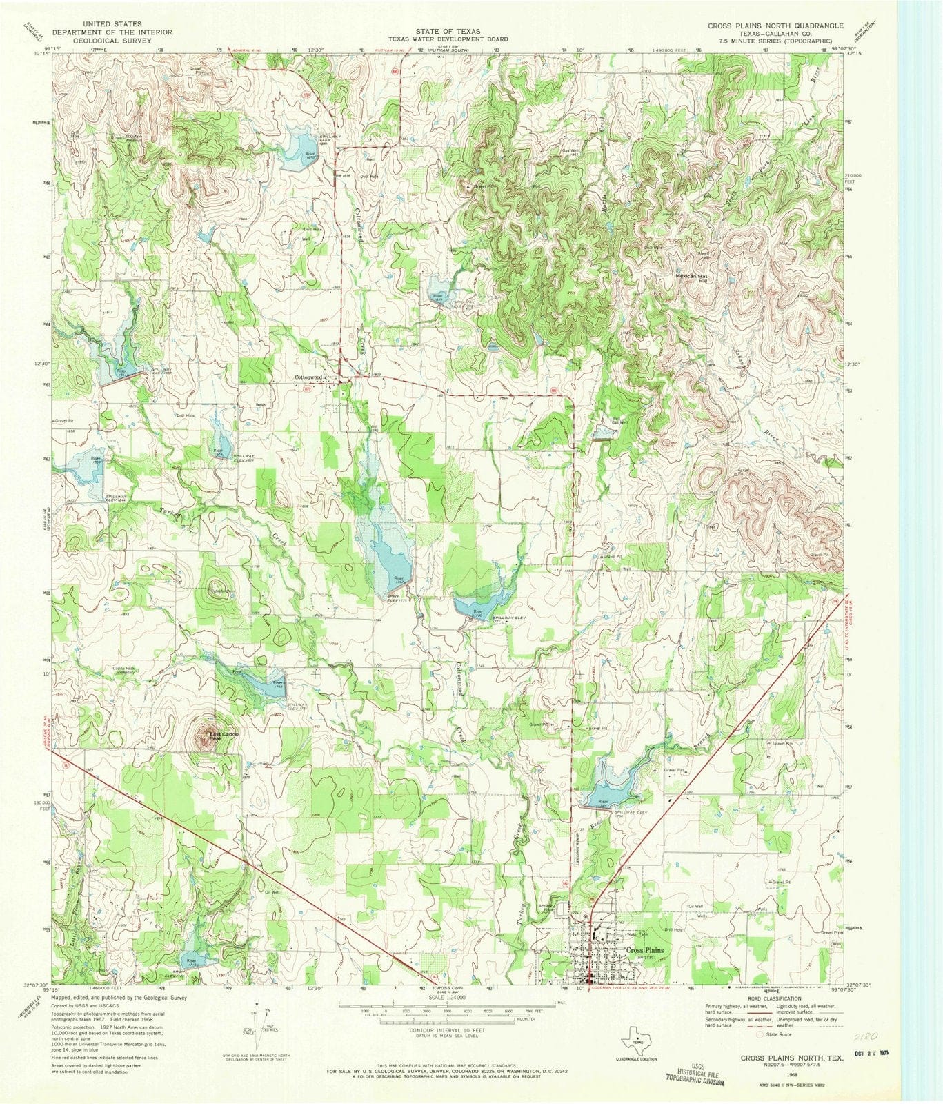 1968 Cross Plains North, TX - Texas - USGS Topographic Map