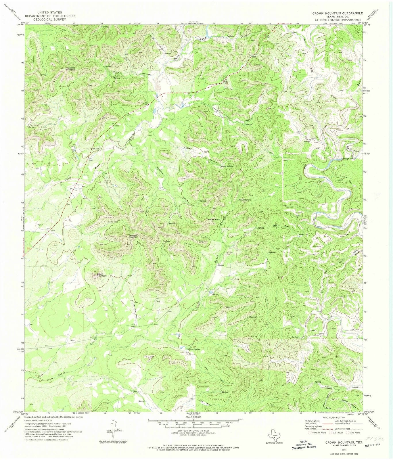 1971 Crown Mountain, TX - Texas - USGS Topographic Map