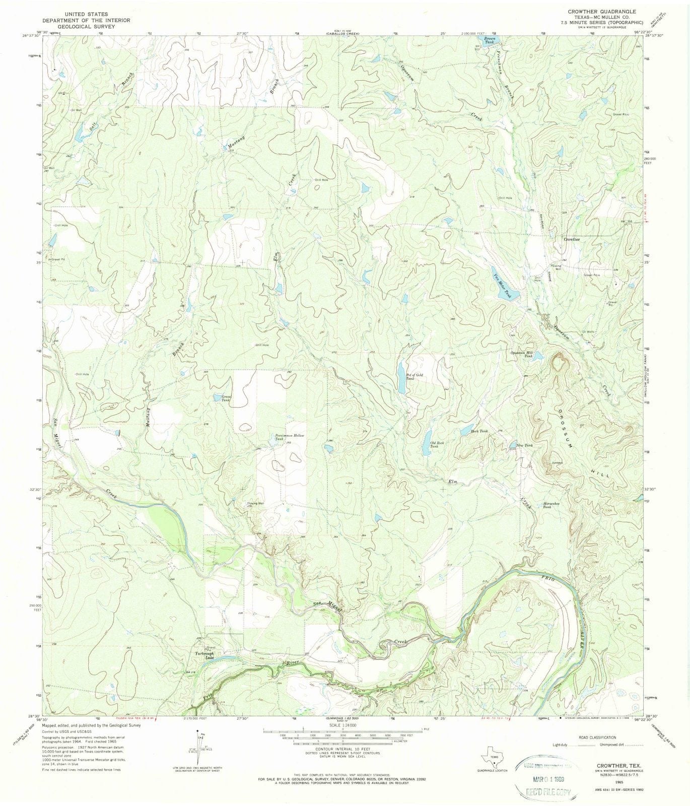 1965 Crowther, TX - Texas - USGS Topographic Map