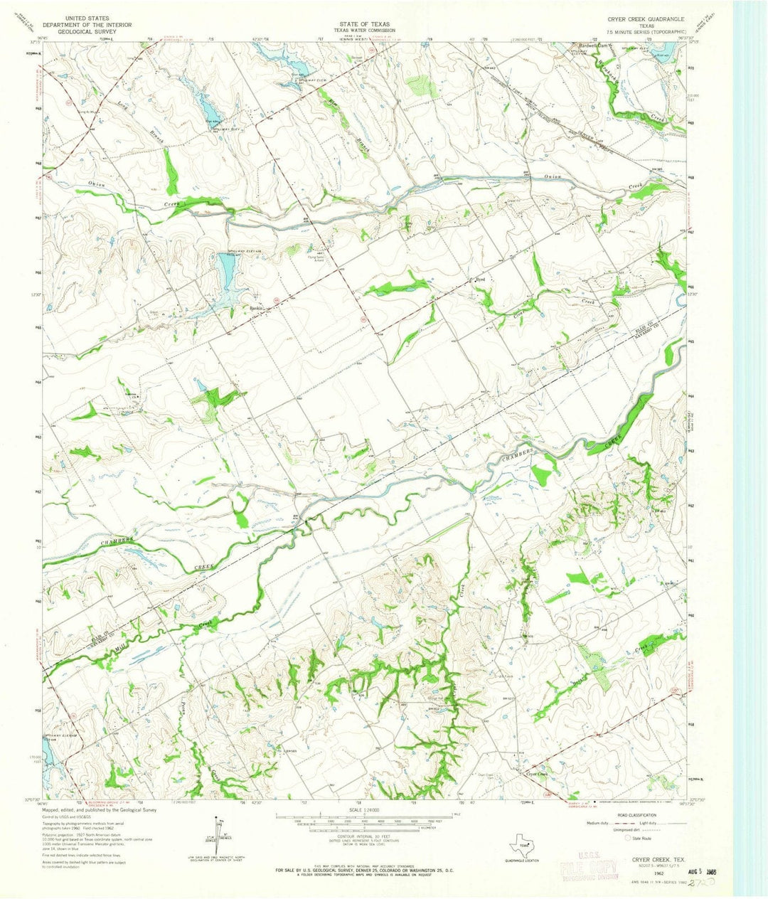 1962 Cryer Creek, TX - Texas - USGS Topographic Map