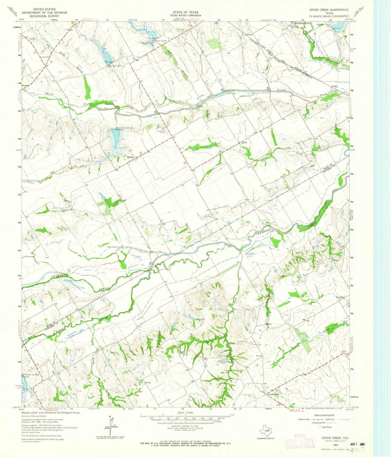 1962 Cryer Creek, TX - Texas - USGS Topographic Map