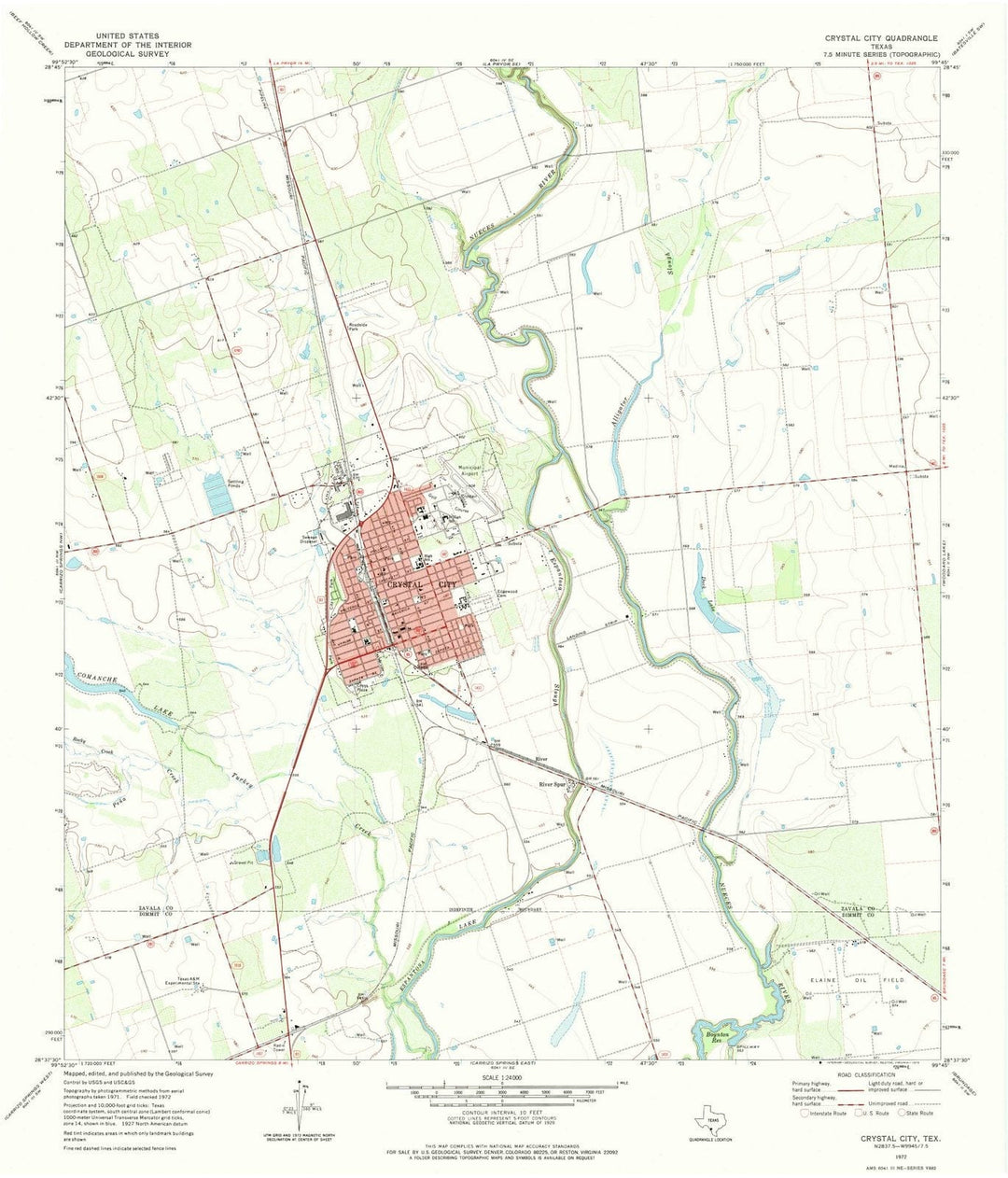 1972 Crystal City, TX - Texas - USGS Topographic Map