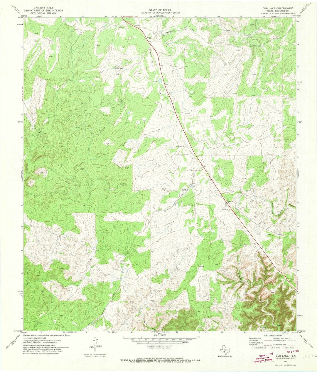 1971 Cub Lake, TX - Texas - USGS Topographic Map