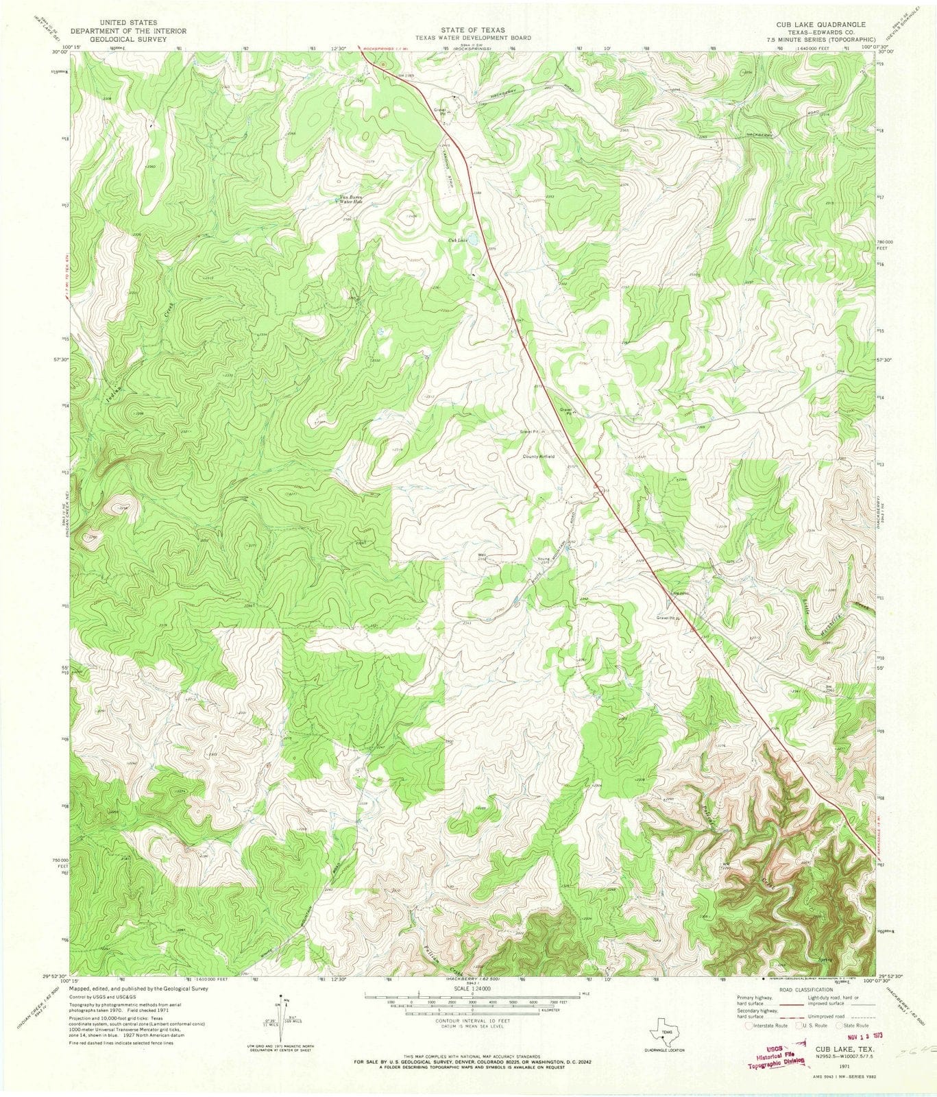 1971 Cub Lake, TX - Texas - USGS Topographic Map