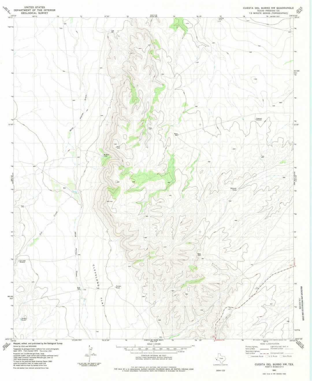 1983 Cuesta Del Burro, TX - Texas - USGS Topographic Map