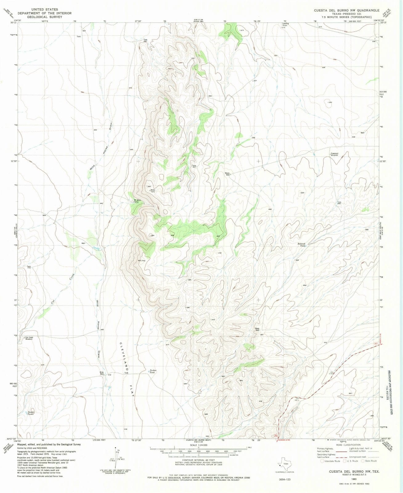 1983 Cuesta Del Burro, TX - Texas - USGS Topographic Map