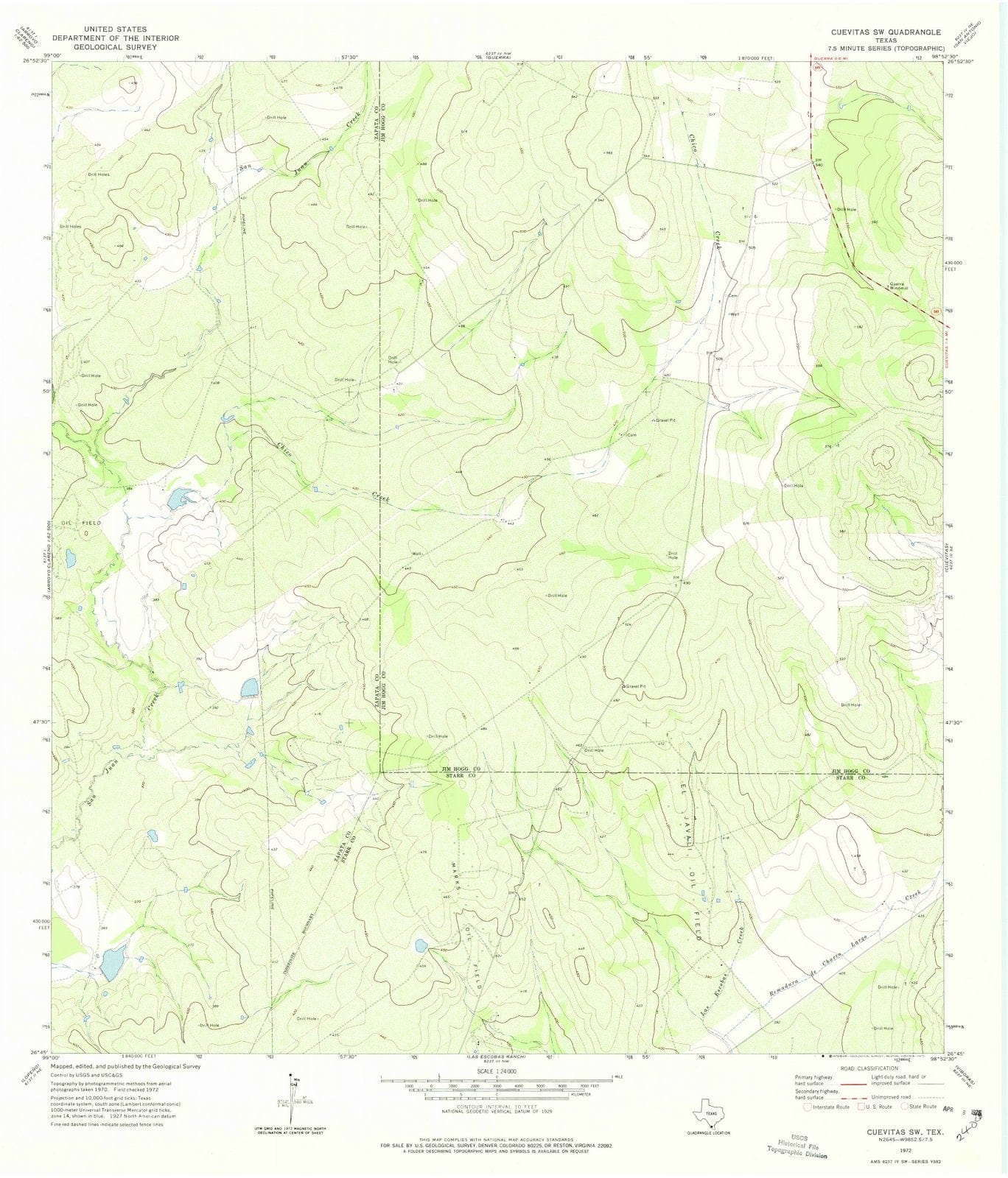 1972 Cuevitas, TX - Texas - USGS Topographic Map