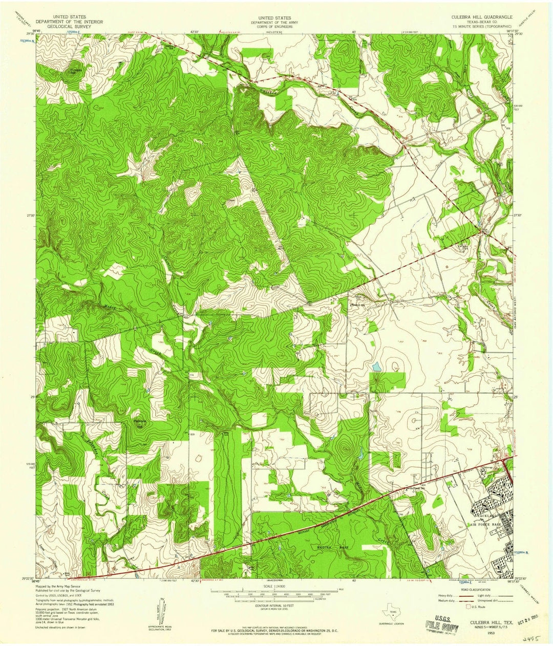 1953 Culebra Hill, TX - Texas - USGS Topographic Map