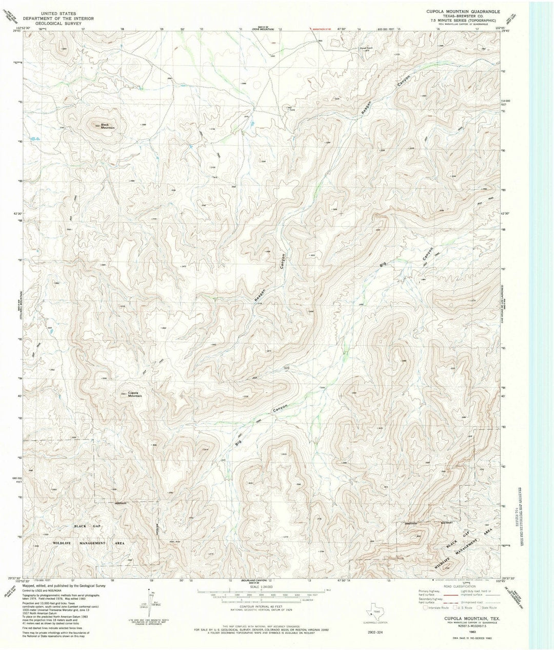 1983 Cupola Mountain, TX - Texas - USGS Topographic Map
