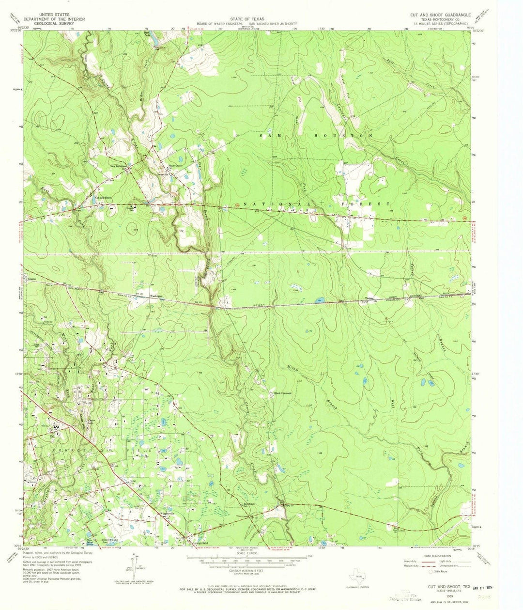 1959 Cut and Shoot, TX - Texas - USGS Topographic Map