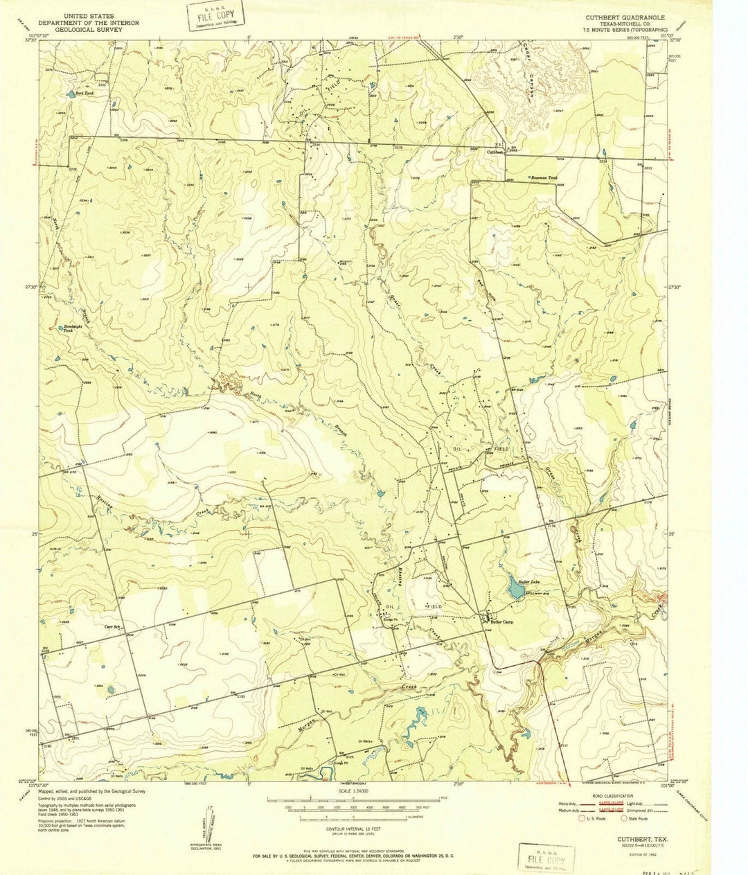 1952 Cuthbert, TX - Texas - USGS Topographic Map