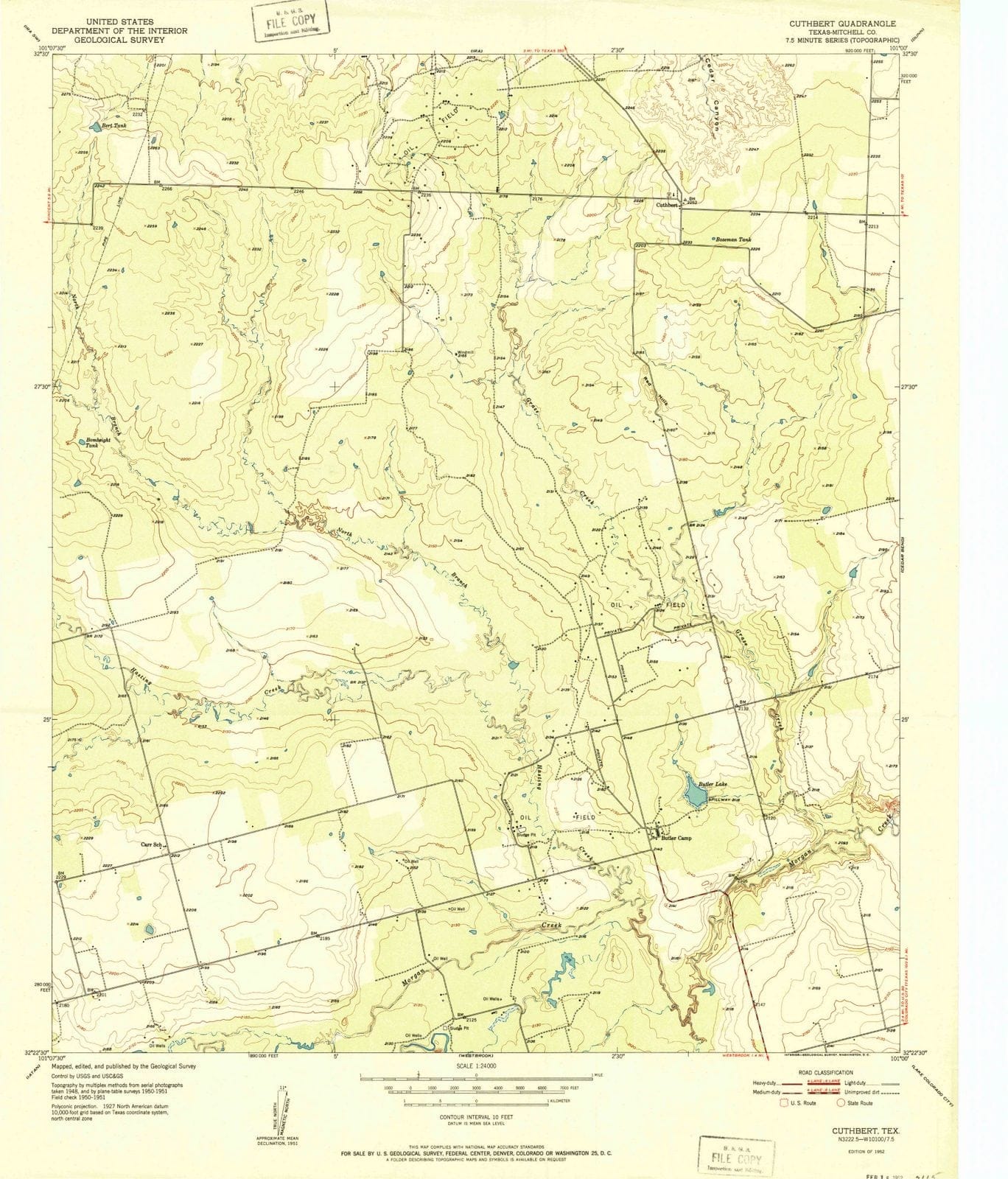 1952 Cuthbert, TX - Texas - USGS Topographic Map