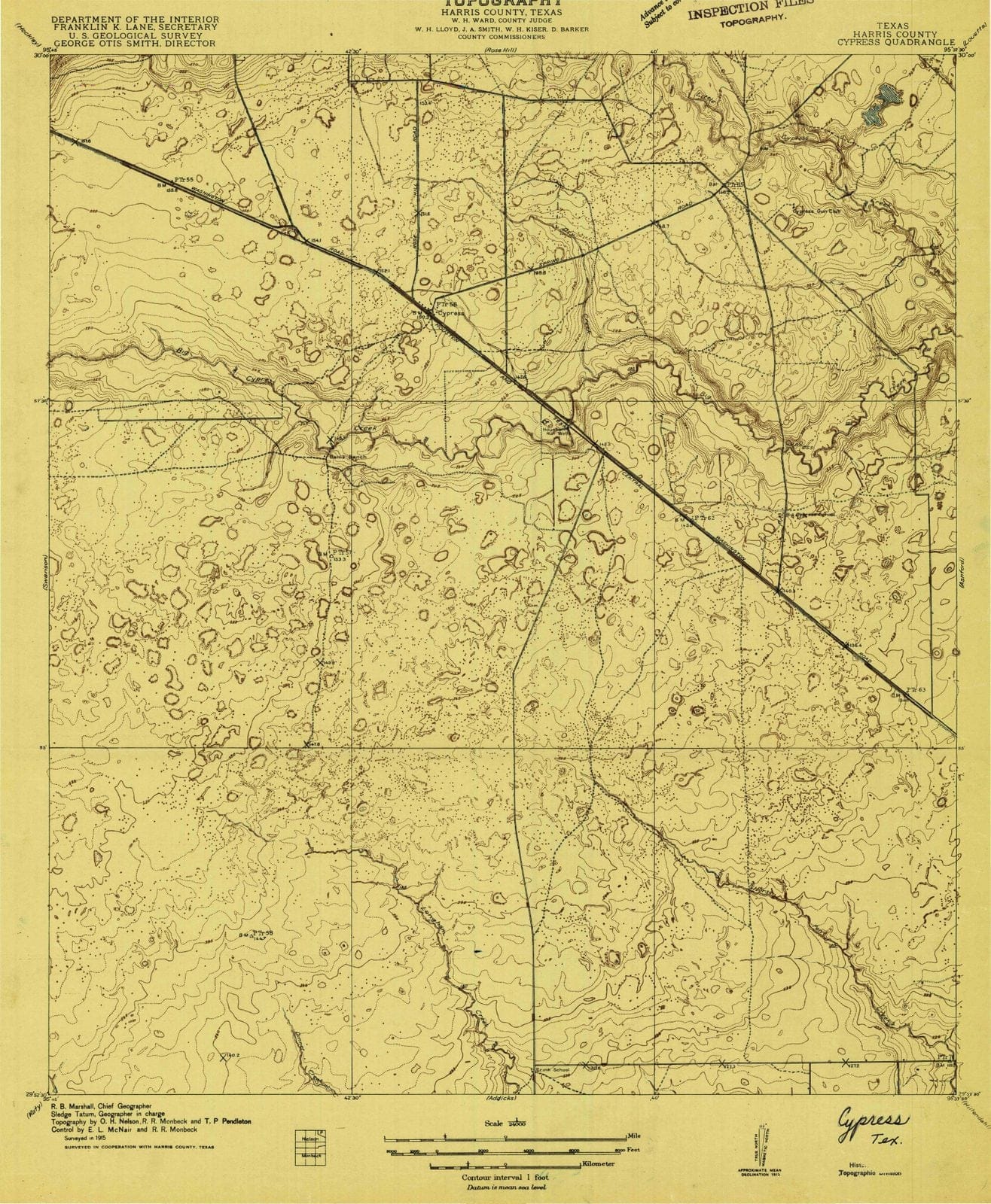 1915 Cypress, TX - Texas - USGS Topographic Map