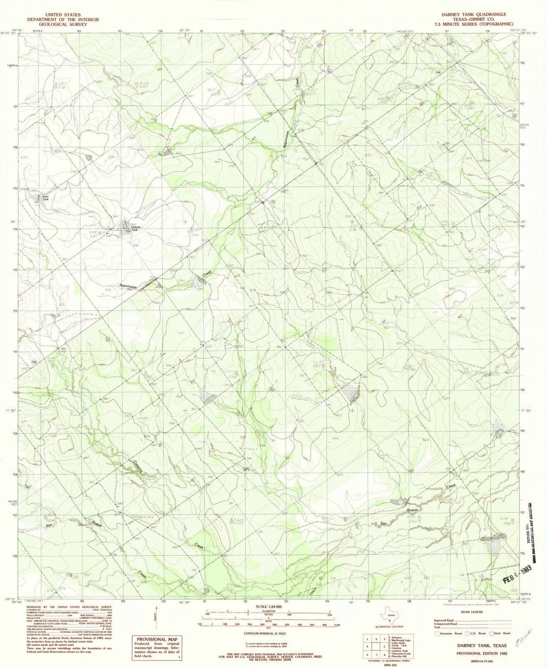 1982 Dabney Tank, TX - Texas - USGS Topographic Map