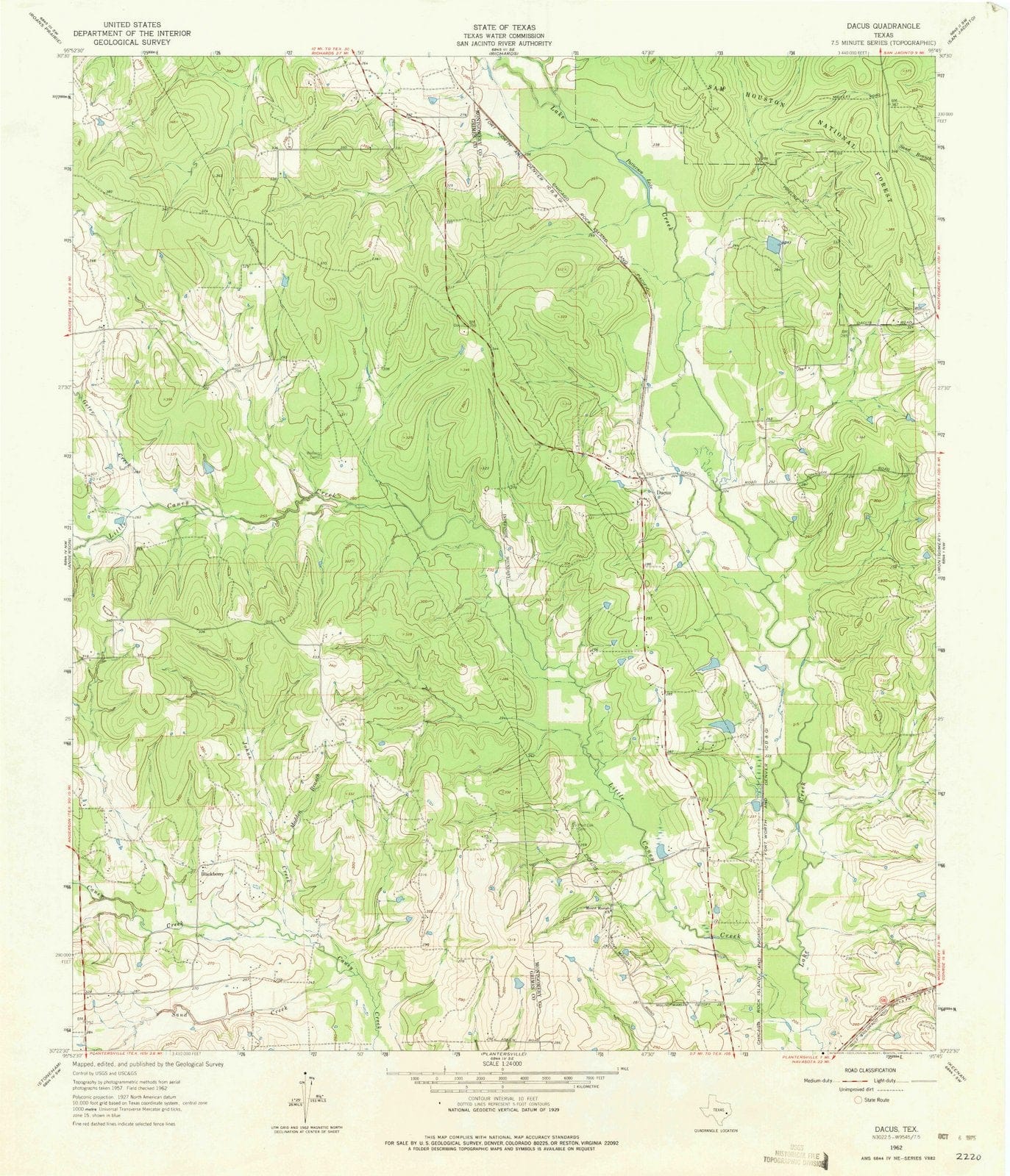 1962 Dacus, TX - Texas - USGS Topographic Map