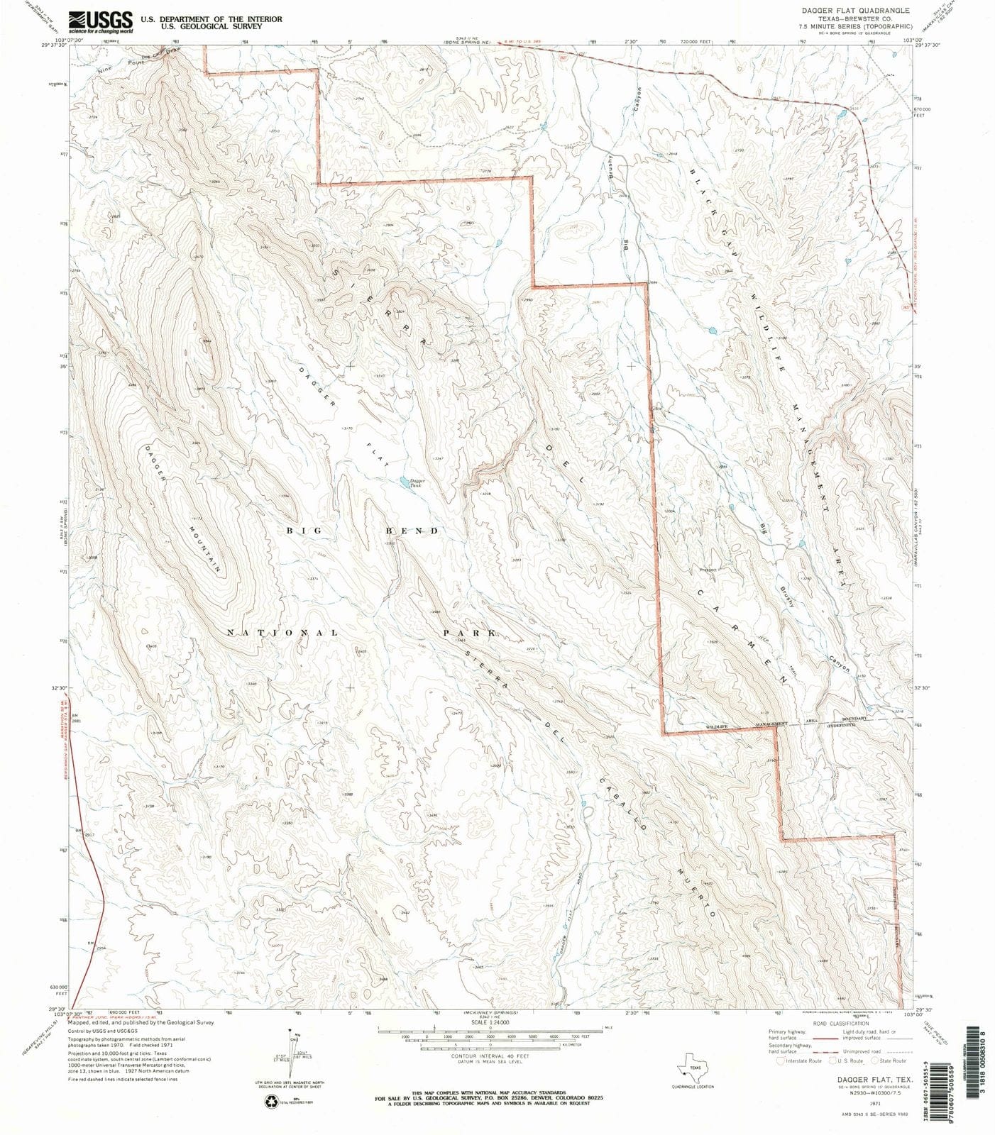 1971 Dagger Flat, TX - Texas - USGS Topographic Map