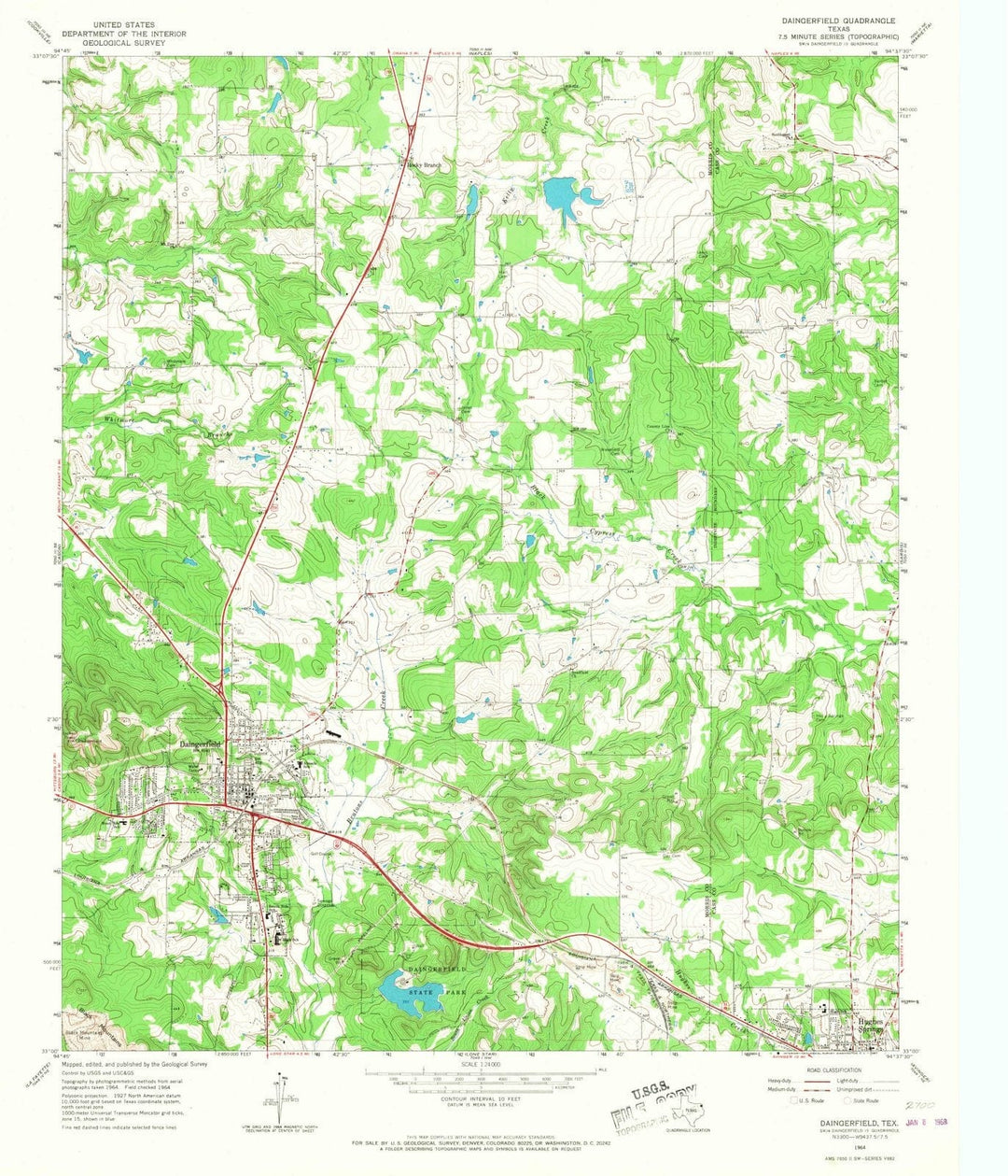 1964 Daingerfield, TX - Texas - USGS Topographic Map