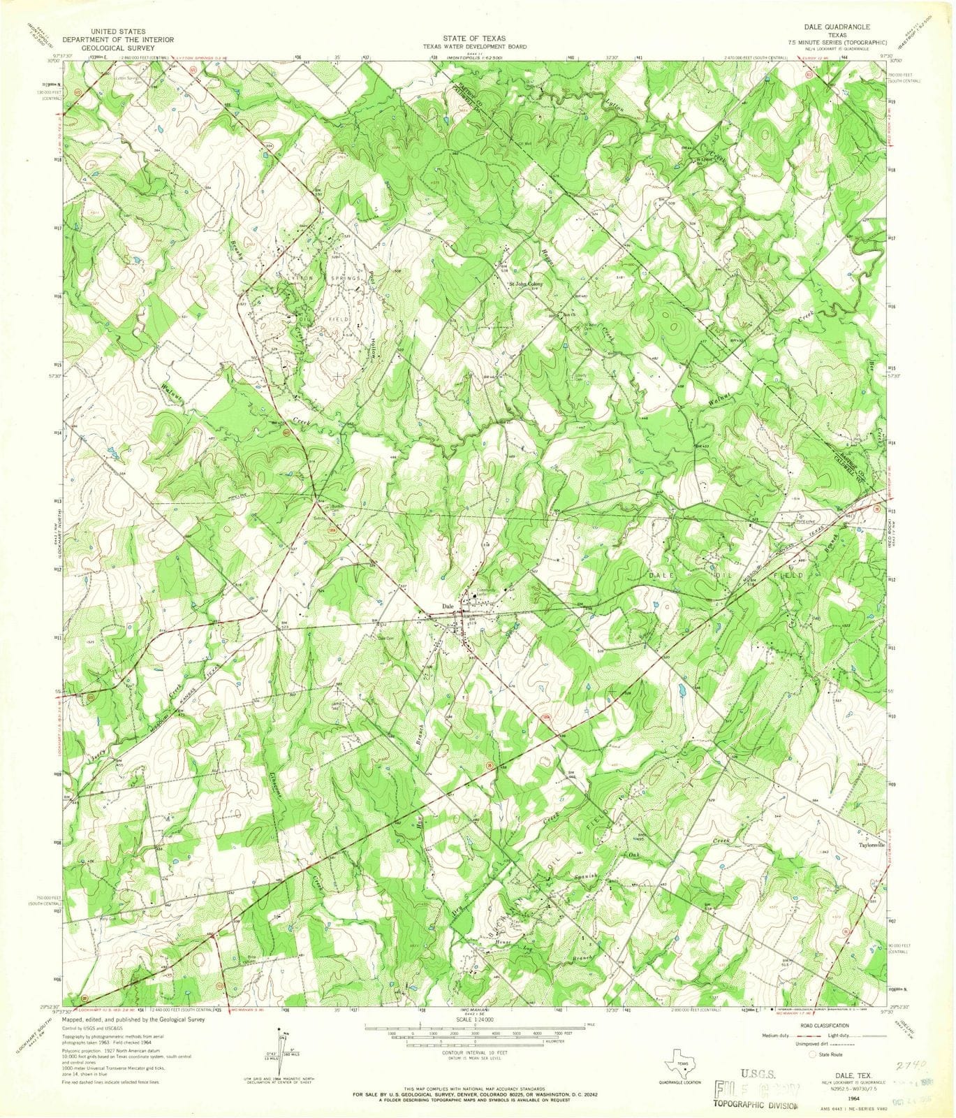 1964 Dale, TX - Texas - USGS Topographic Map