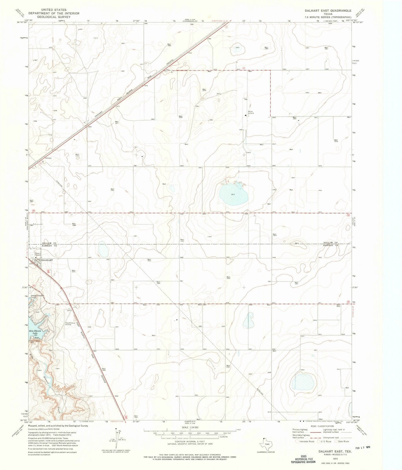 1973 Dalhart East, TX - Texas - USGS Topographic Map