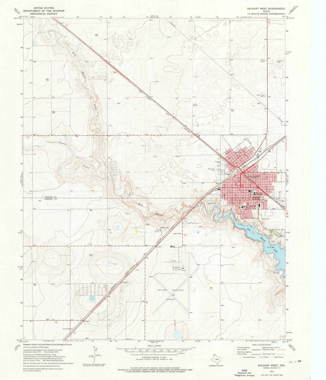 1973 Dalhart West, TX - Texas - USGS Topographic Map