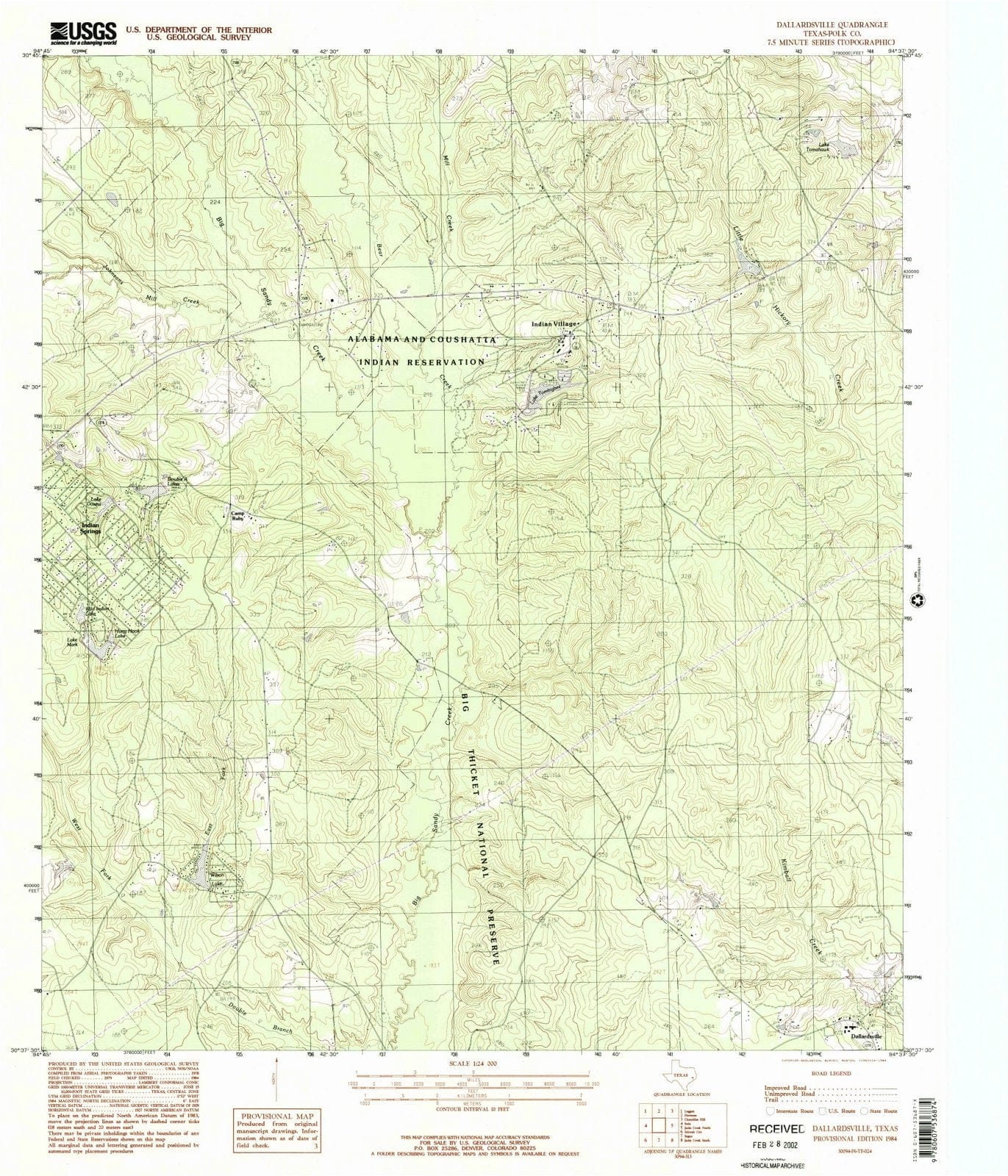 1984 Dallardsville, TX - Texas - USGS Topographic Map