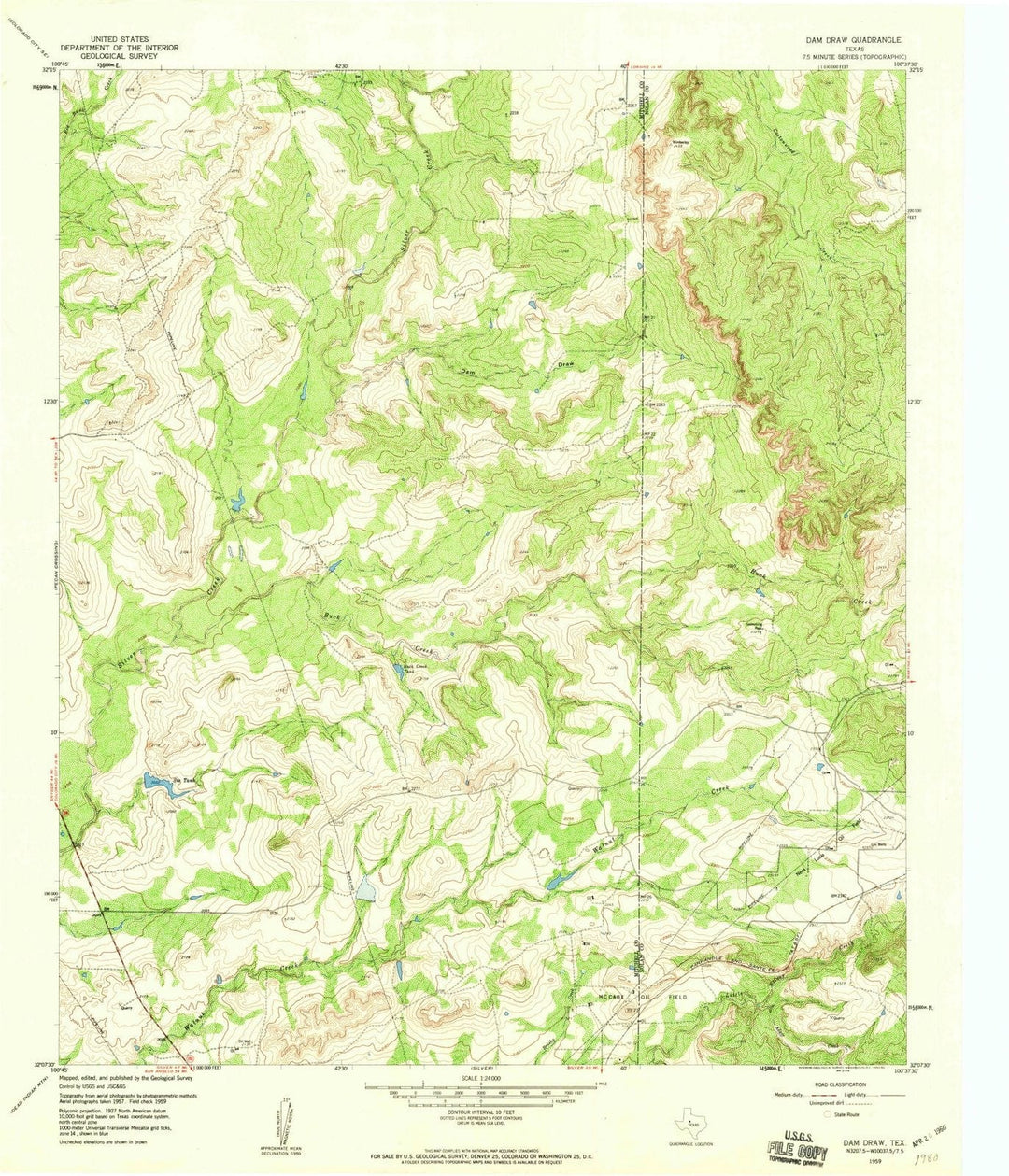 1959 Damraw, TX - Texas - USGS Topographic Map