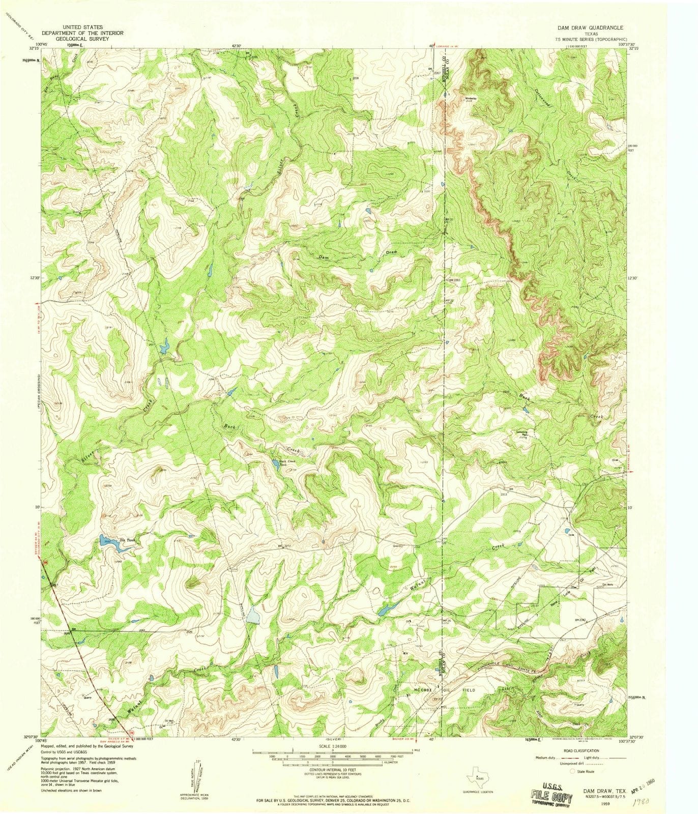 1959 Damraw, TX - Texas - USGS Topographic Map