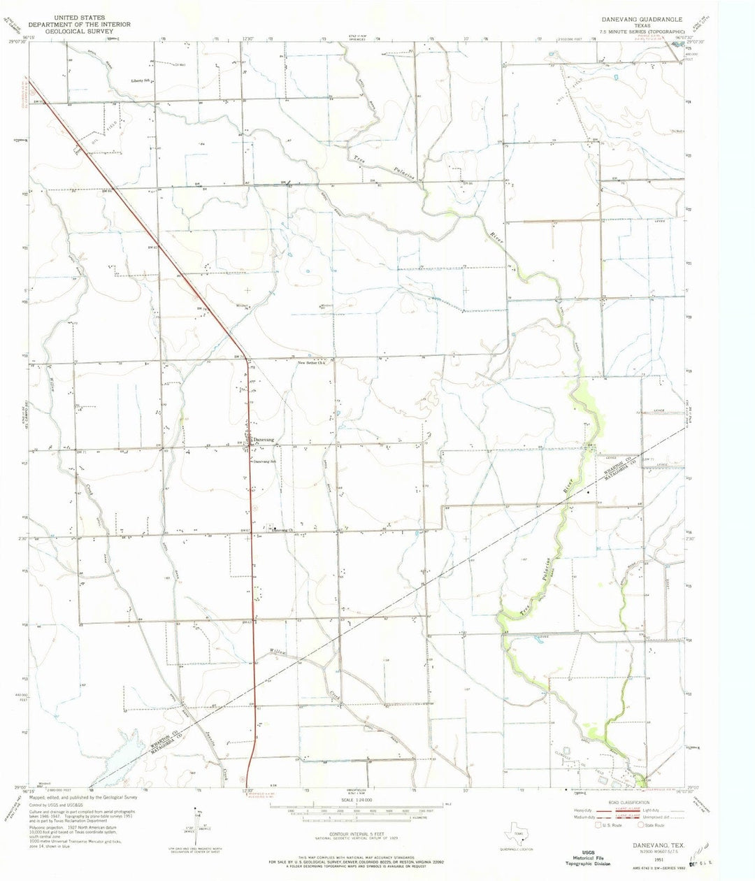 1951 Danevang, TX - Texas - USGS Topographic Map