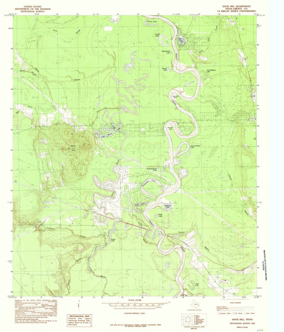 1984 Davis Hill, TX - Texas - USGS Topographic Map