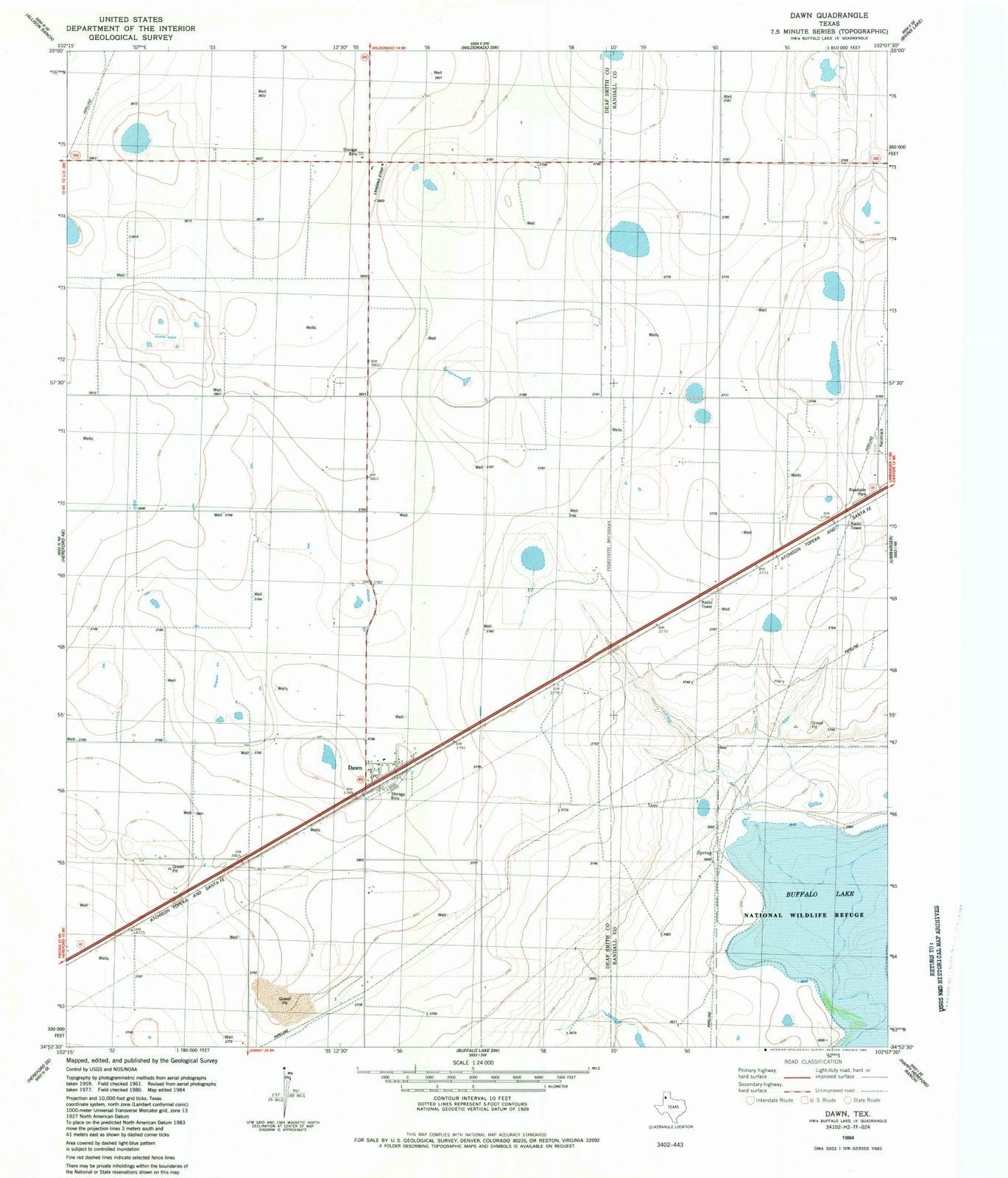 1984 Dawn, TX - Texas - USGS Topographic Map