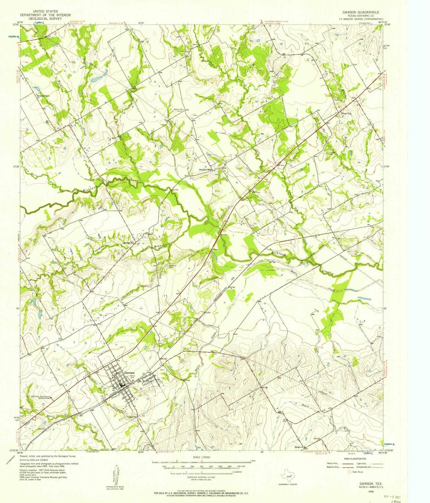 1956 Dawson, TX - Texas - USGS Topographic Map