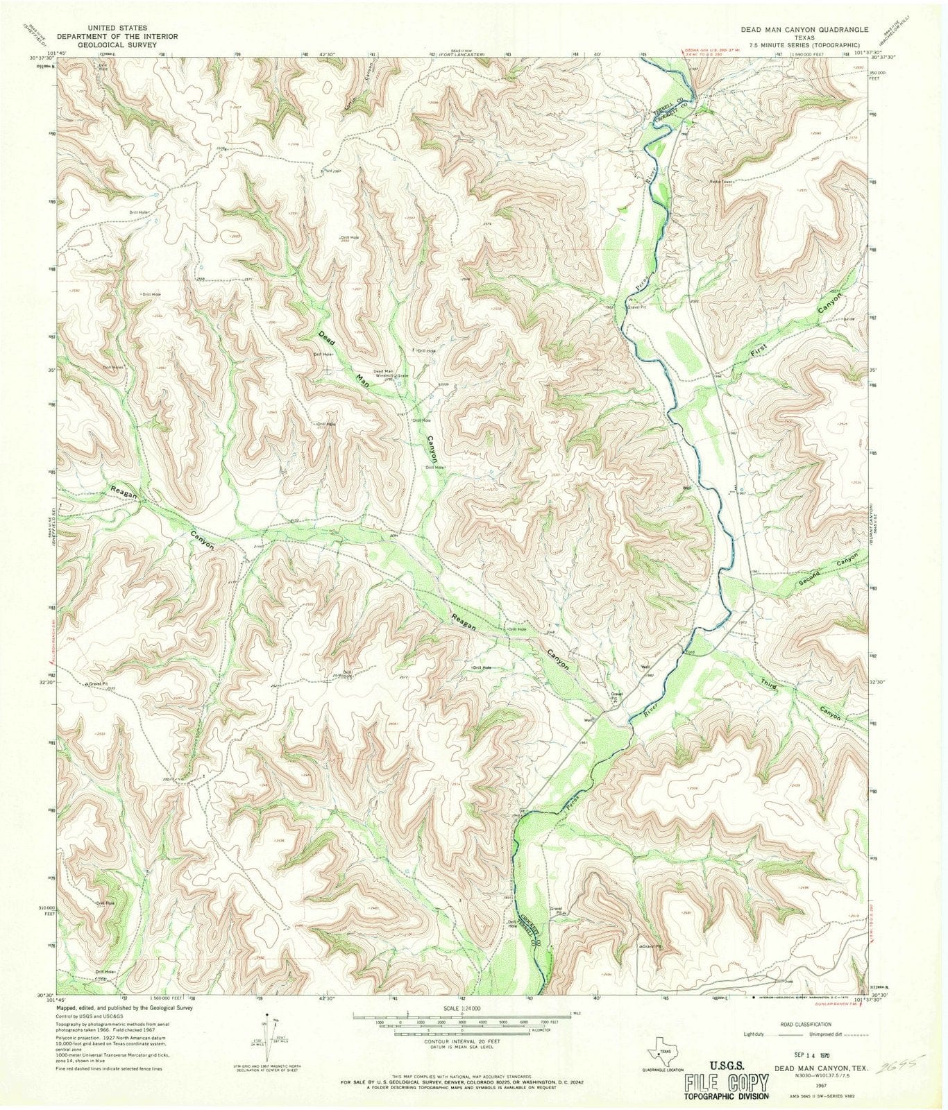 1967 Dead Man Canyon, TX - Texas - USGS Topographic Map