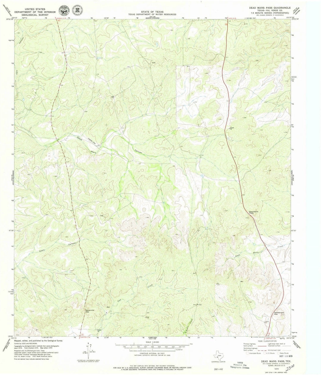 1979 Dead Mans Pass, TX - Texas - USGS Topographic Map