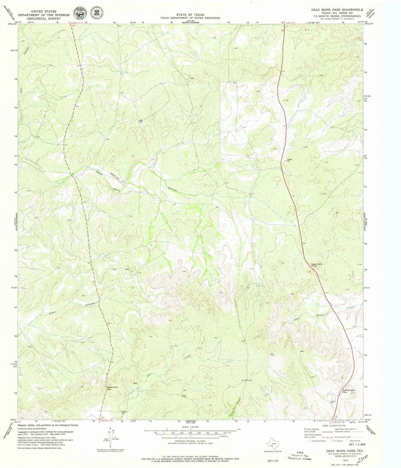 1979 Dead Mans Pass, TX - Texas - USGS Topographic Map