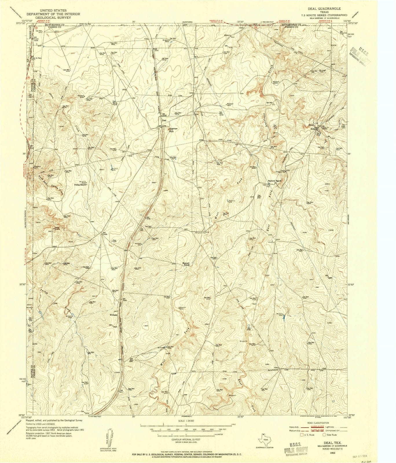 1953 Deal, TX - Texas - USGS Topographic Map