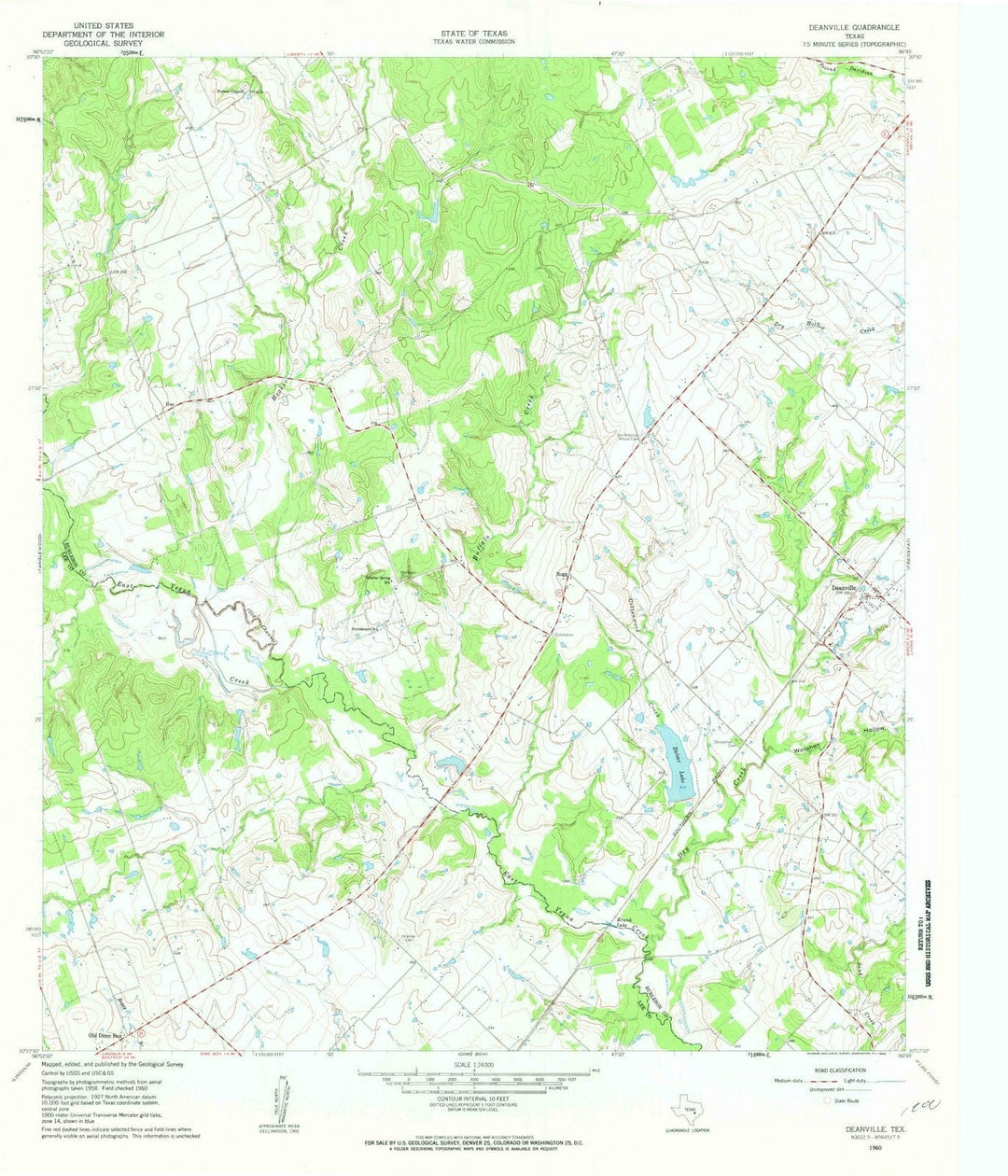 1960 Deanville, TX - Texas - USGS Topographic Map