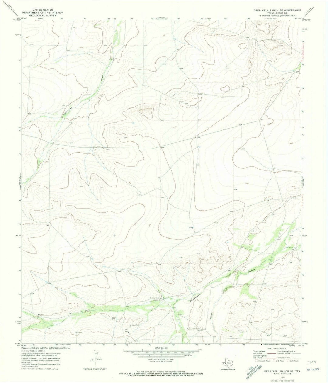 1970 Deep Well Ranch, TX - Texas - USGS Topographic Map v2